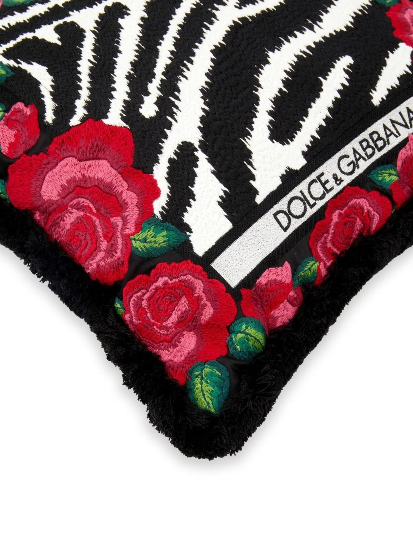 zebra-print embroidered small cushion