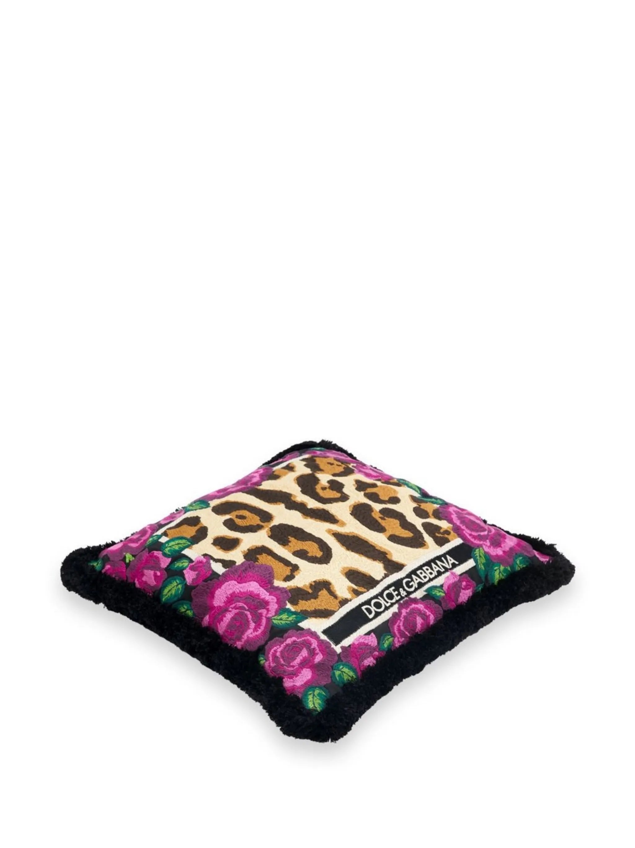 leopard-print embroidered small cushion