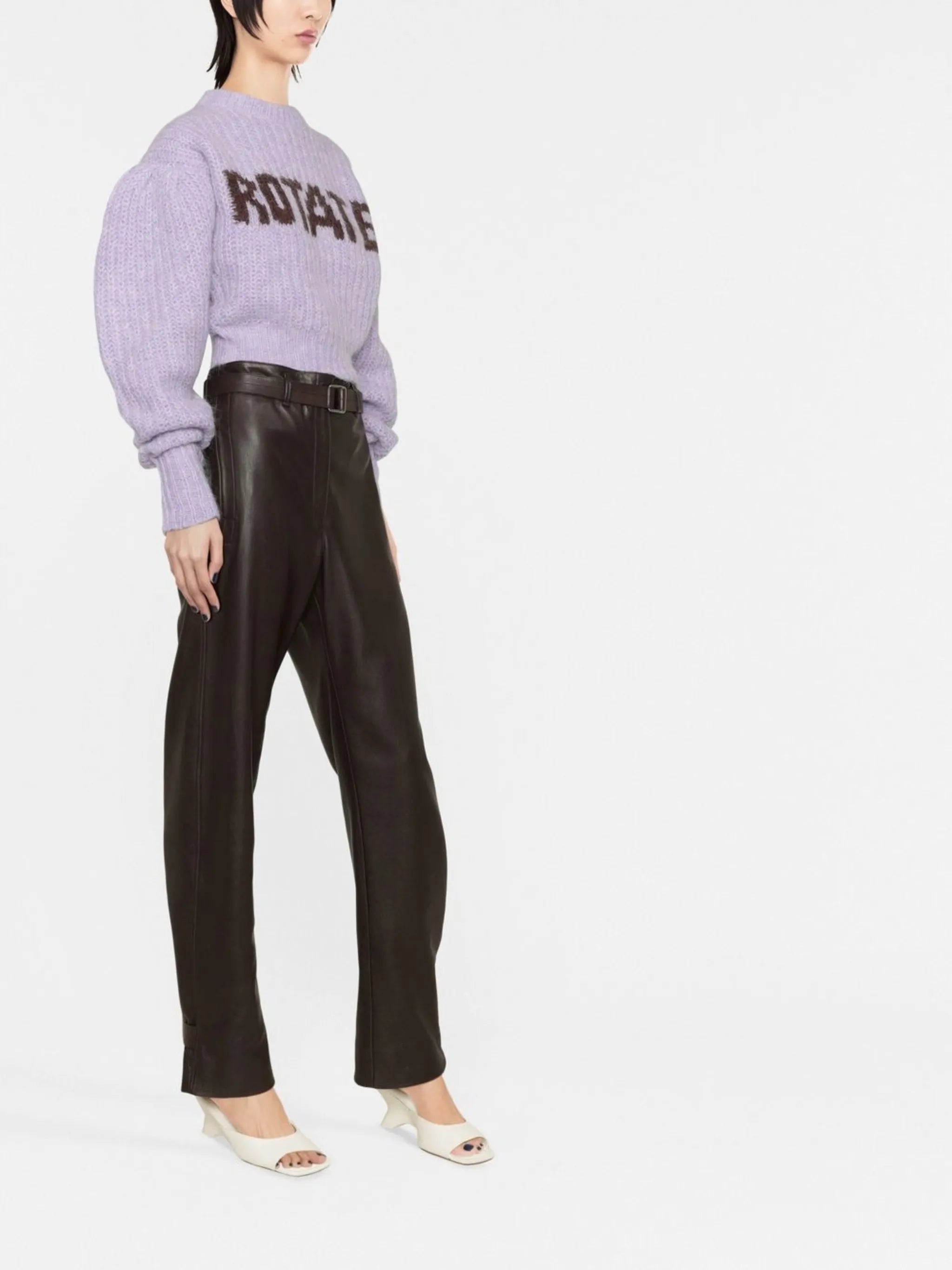 logo-print chunky-knit jumper