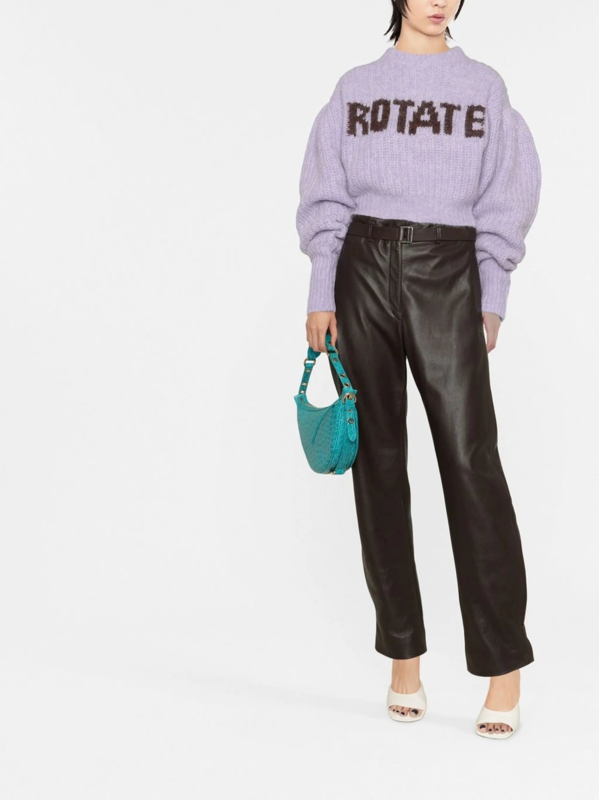 logo-print chunky-knit jumper