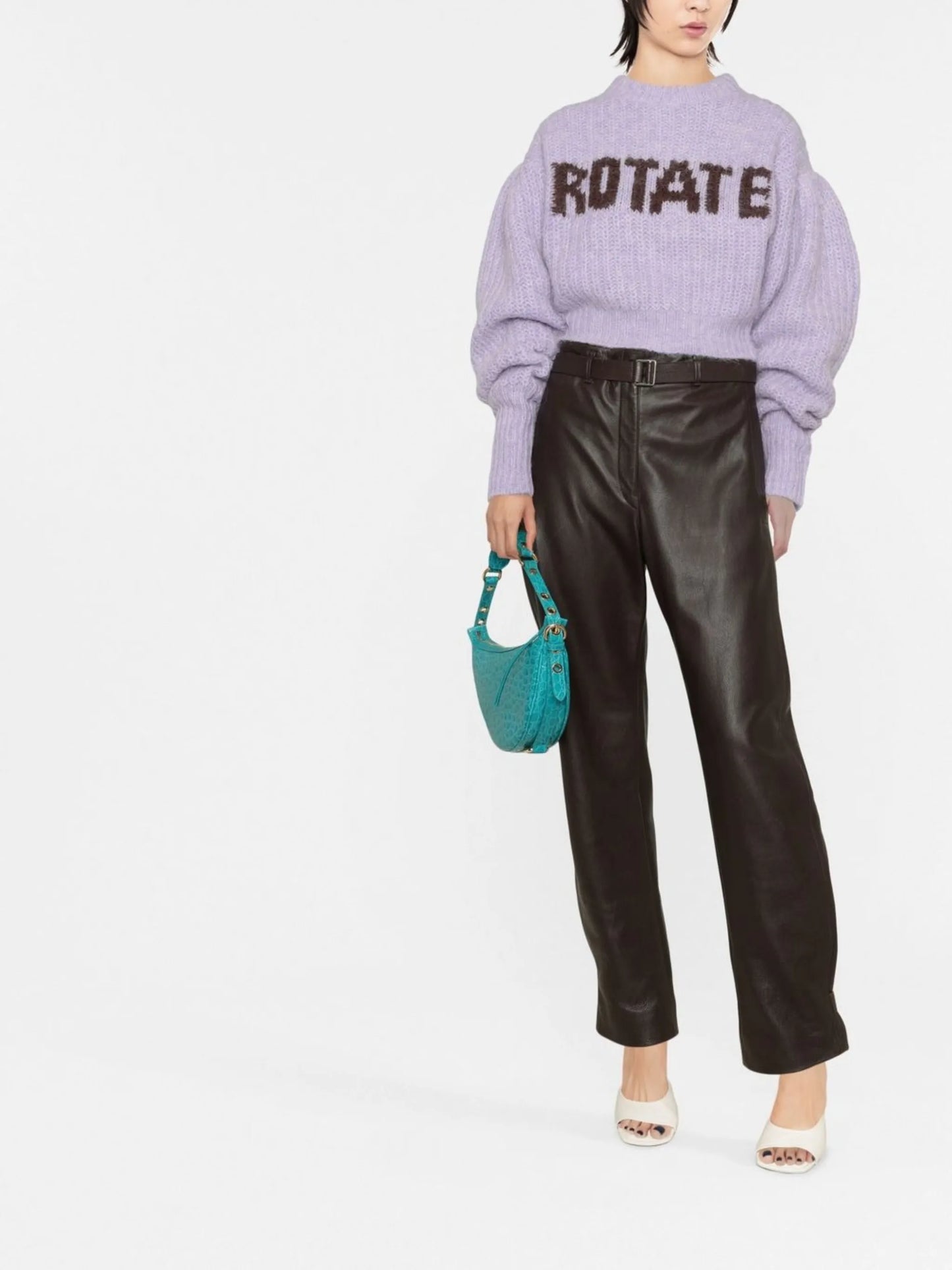 logo-print chunky-knit jumper