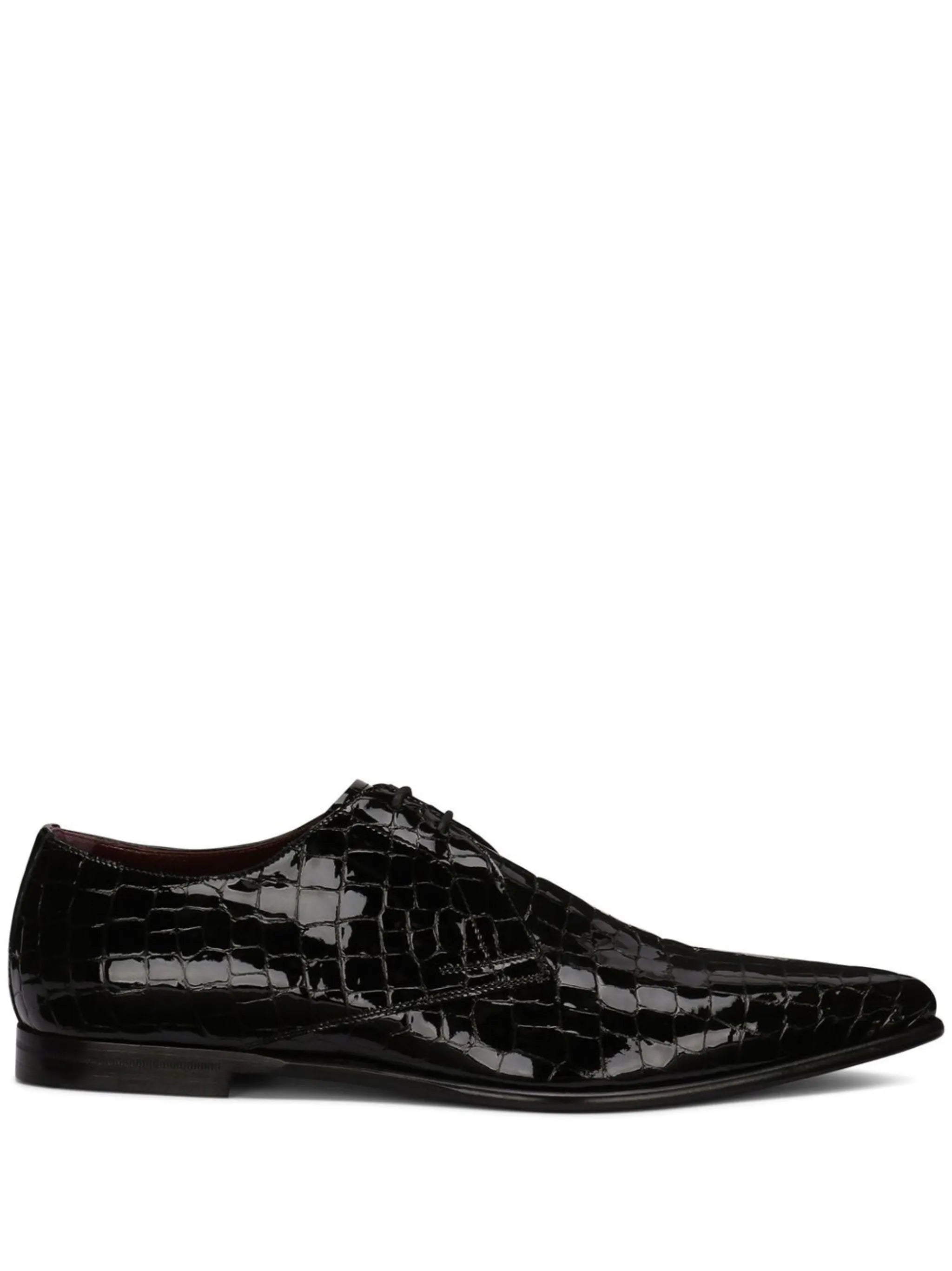 crocodile-embossed Derby shoes