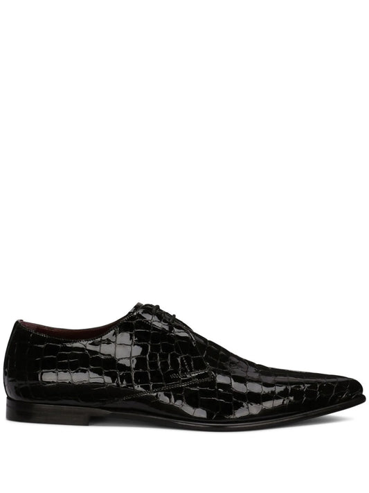 crocodile-embossed Derby shoes