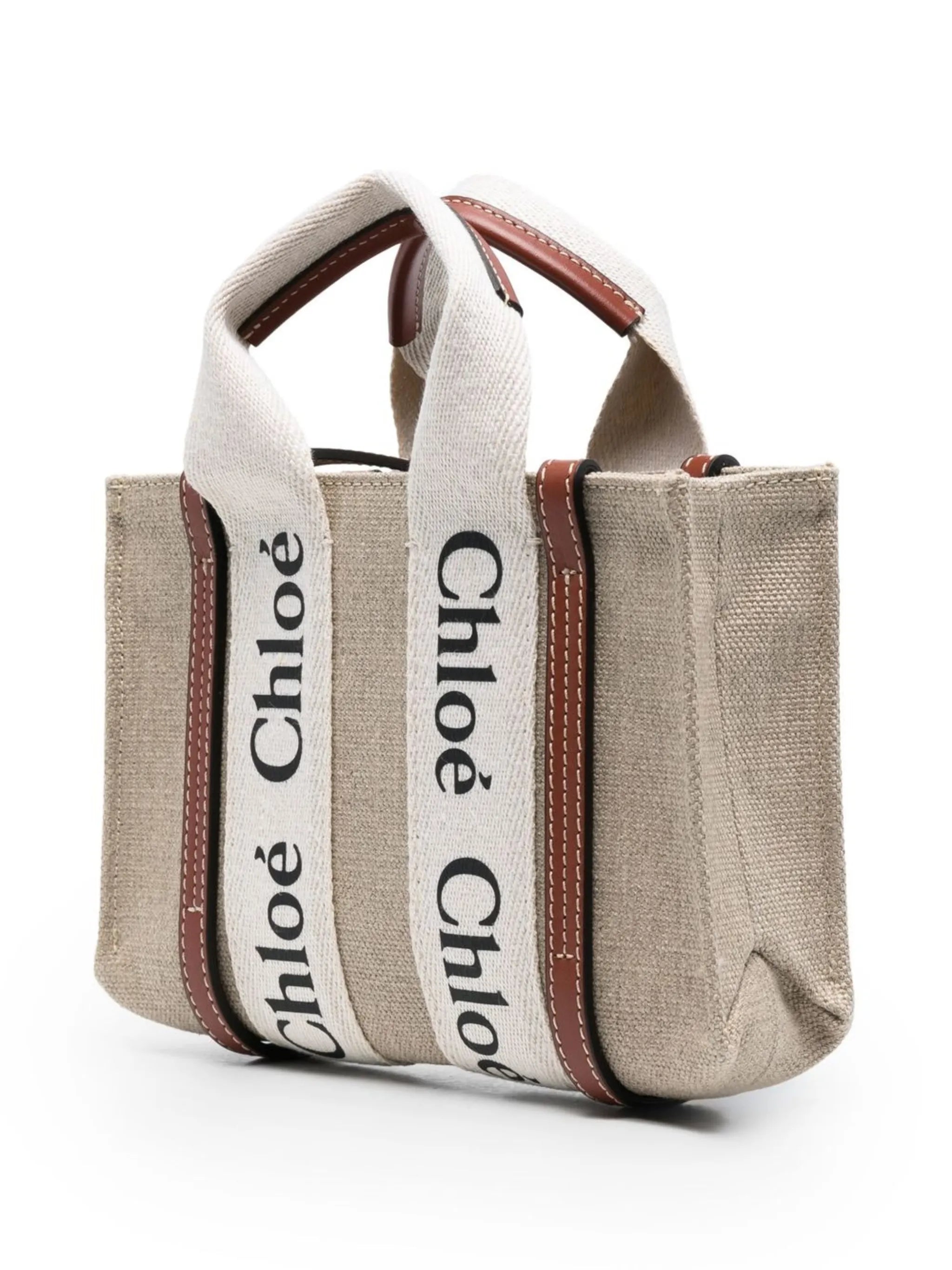 mini Woody linen tote bag