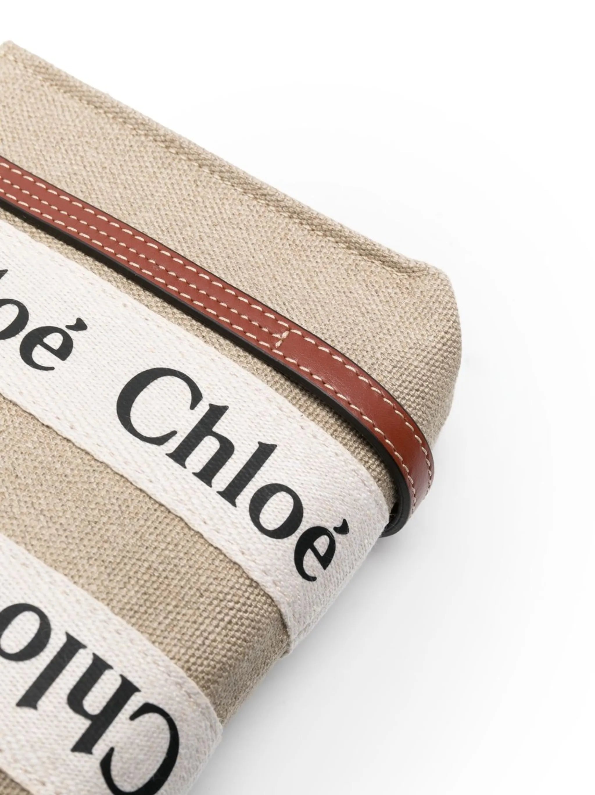mini Woody linen tote bag