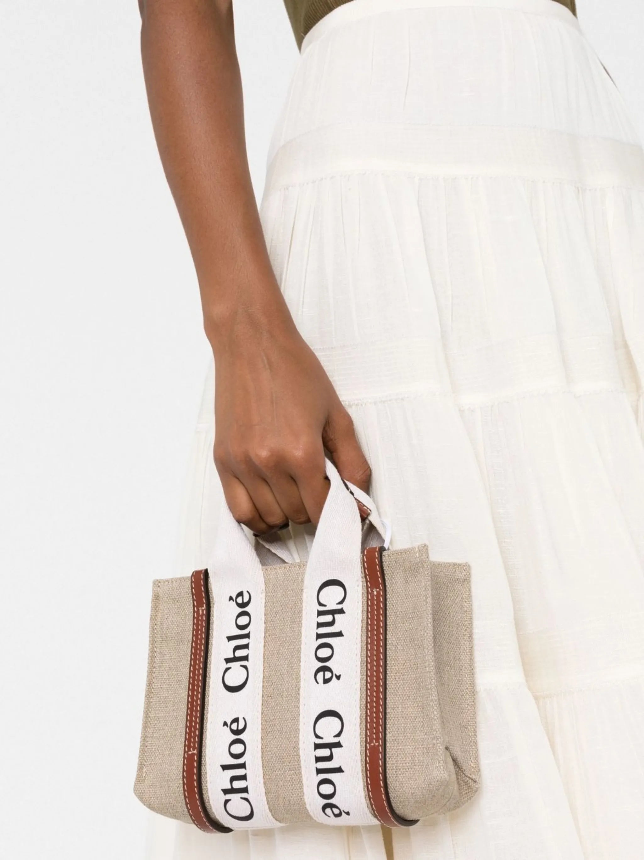 mini Woody linen tote bag