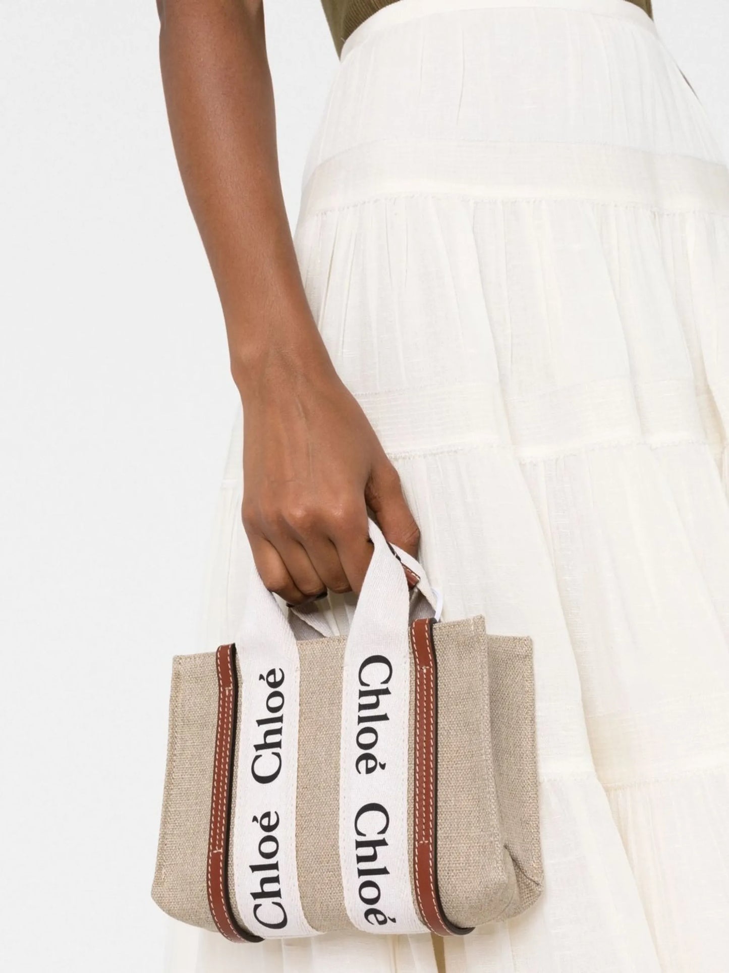 mini Woody linen tote bag