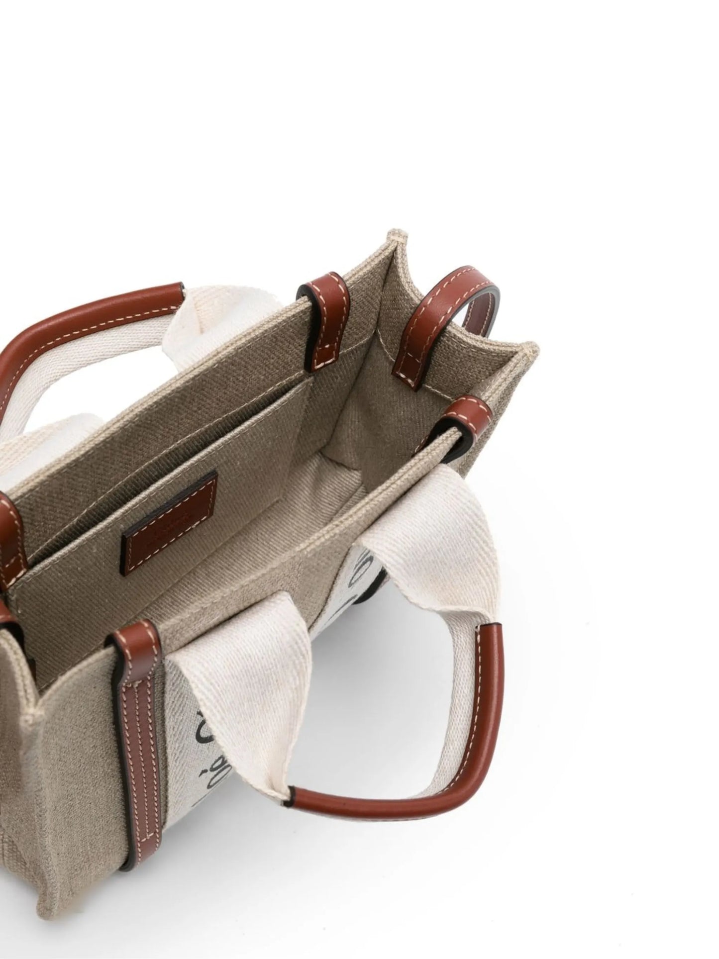 mini Woody linen tote bag
