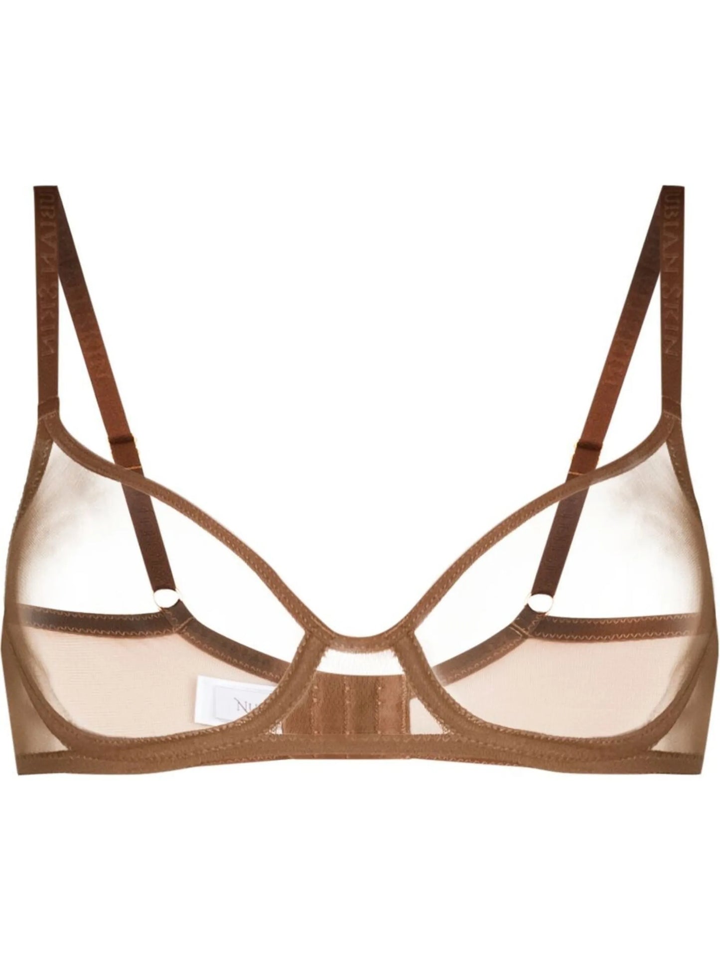 tulle-panel underwire-cup bra