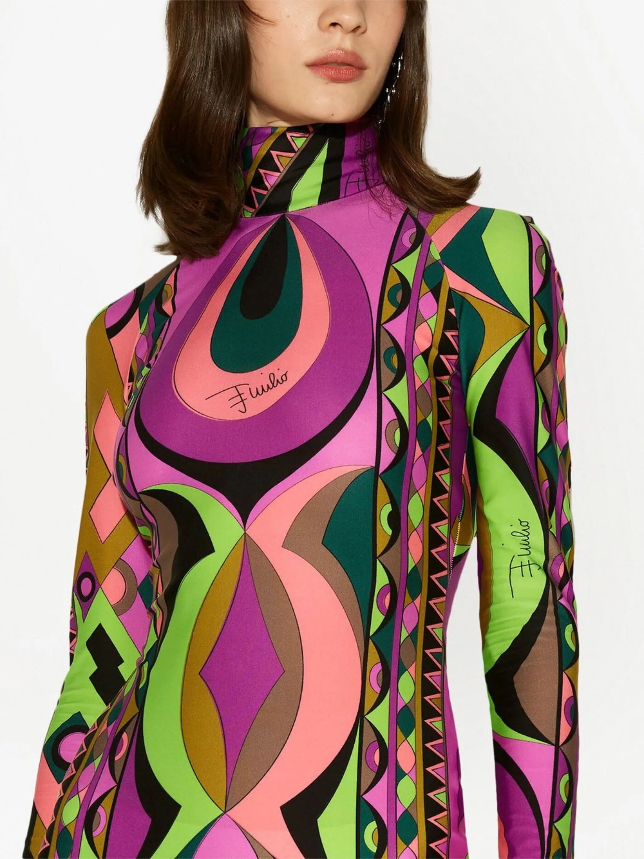 abstract-print high-neck dress