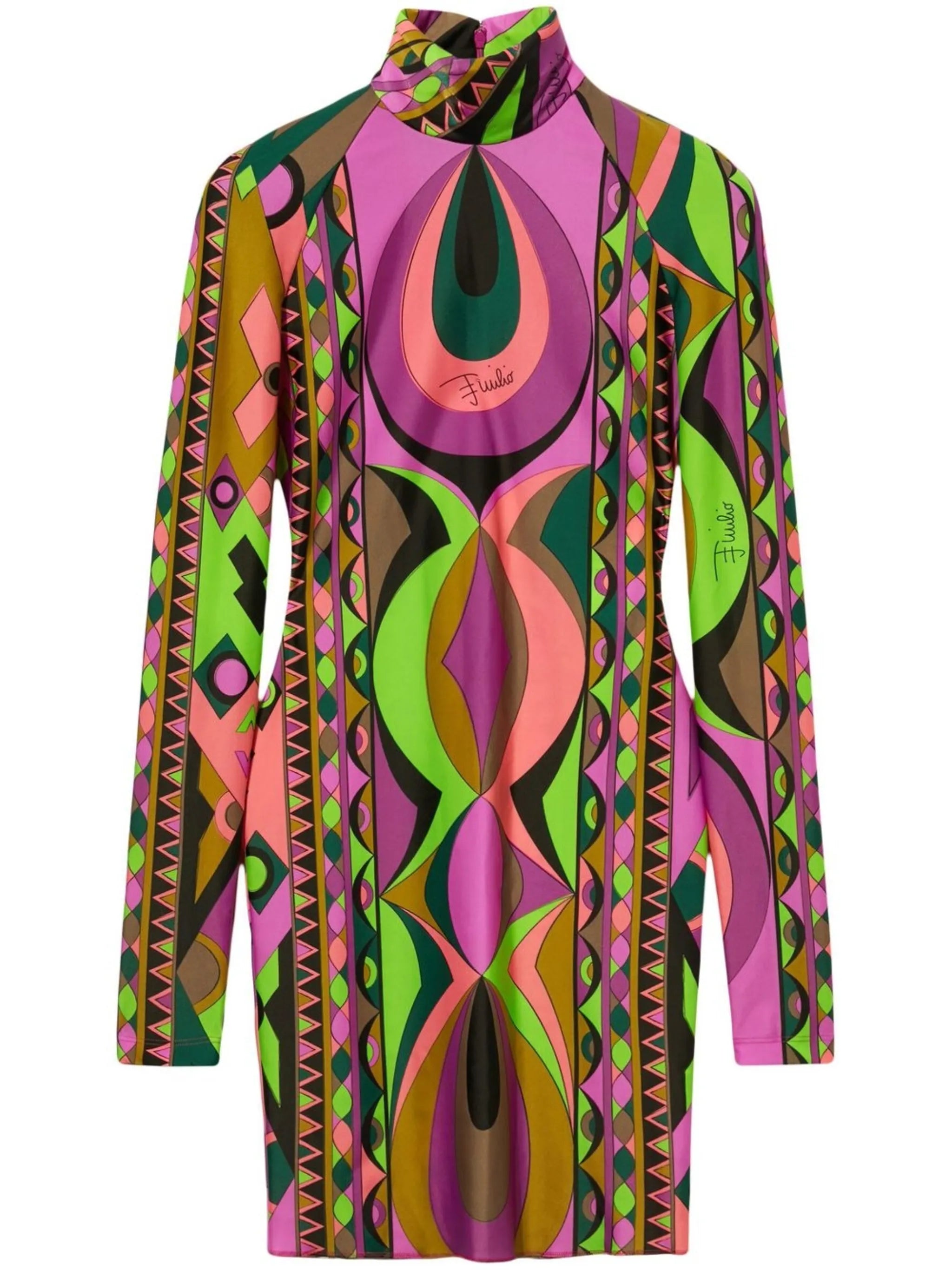 abstract-print high-neck dress