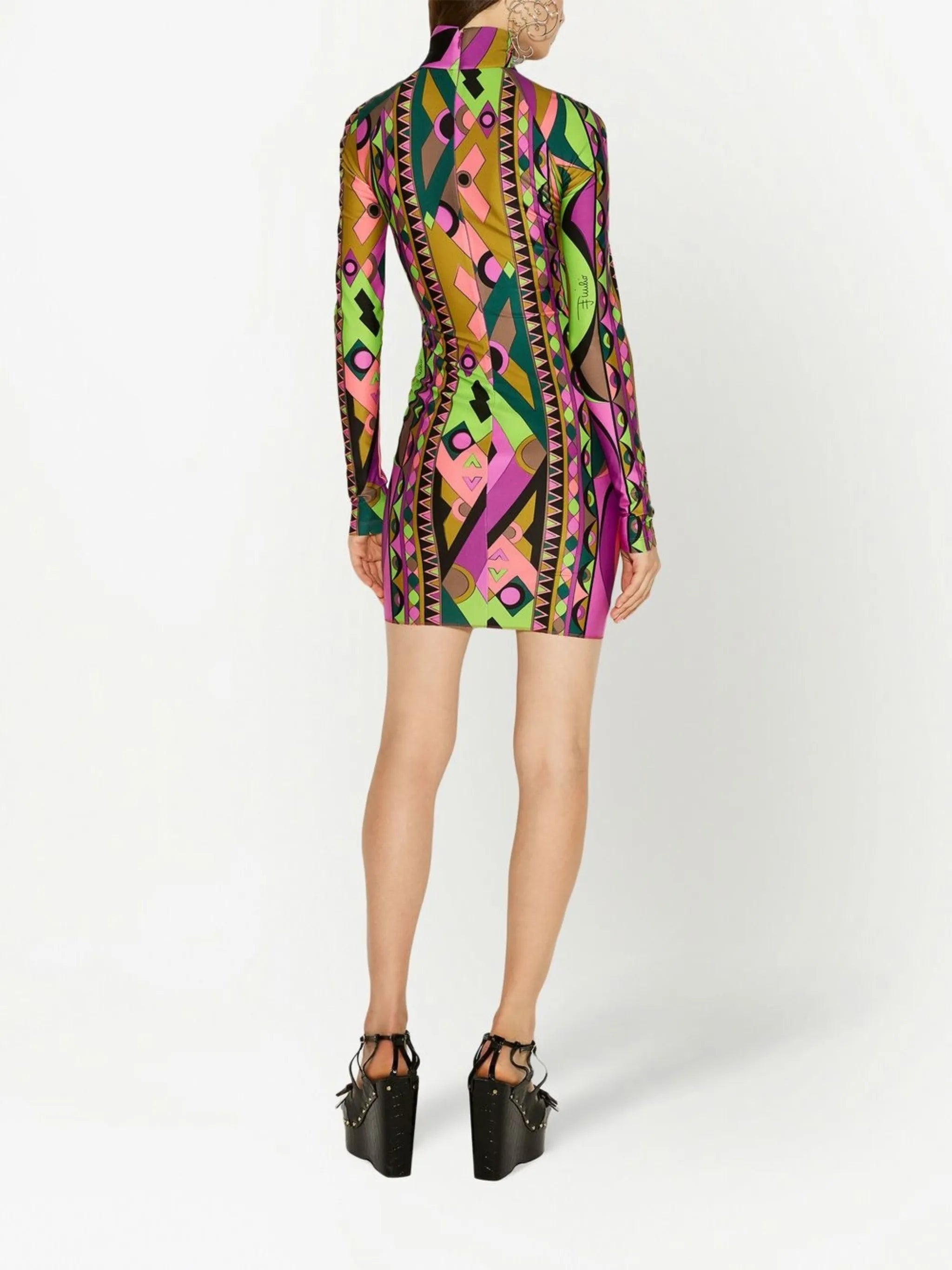 abstract-print high-neck dress