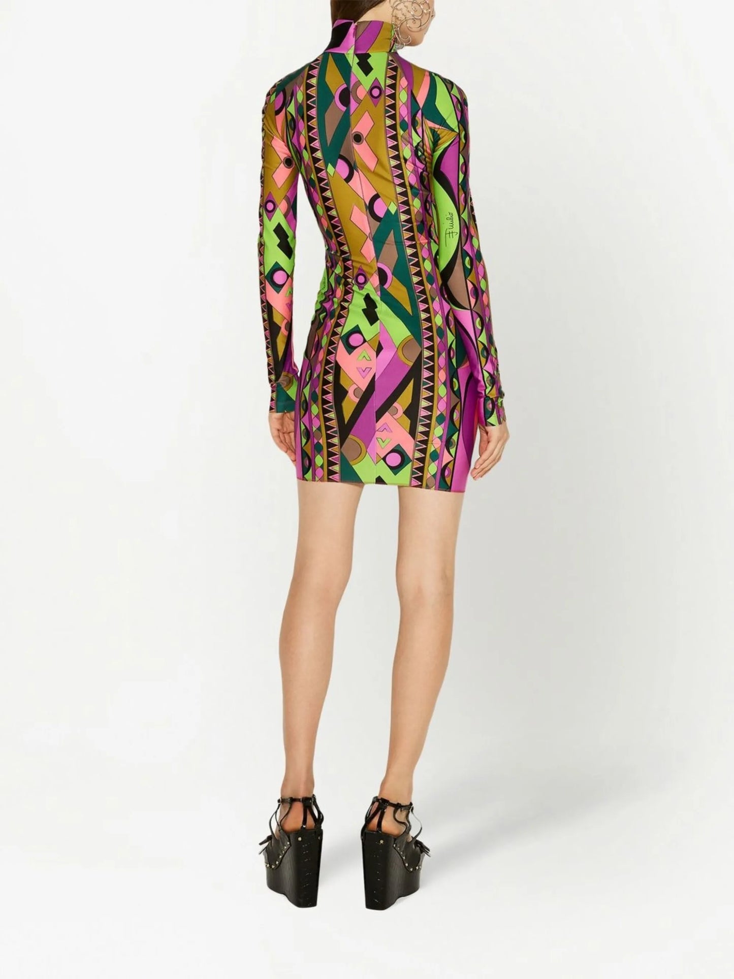 abstract-print high-neck dress