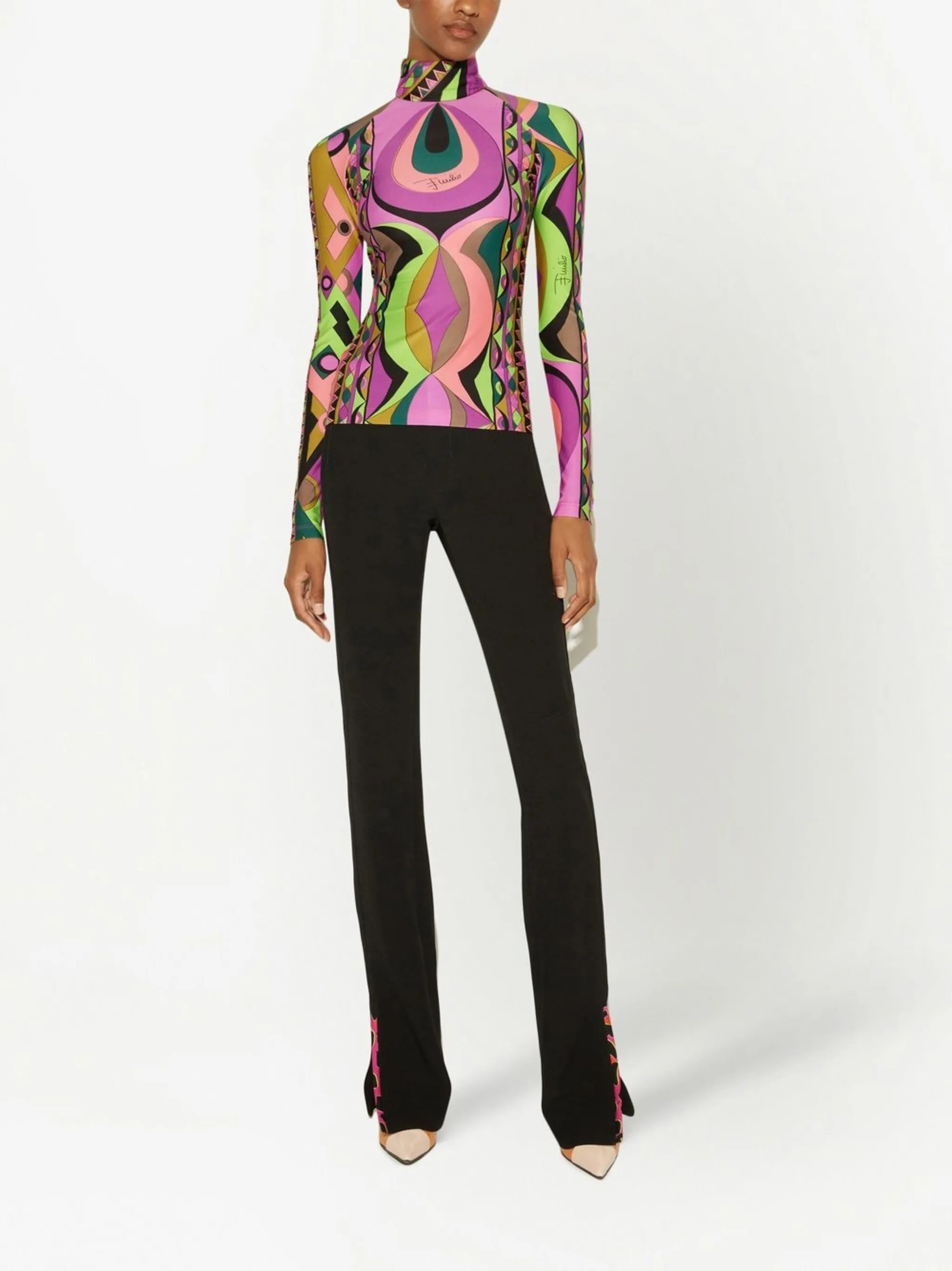 abstract-print high-neck top