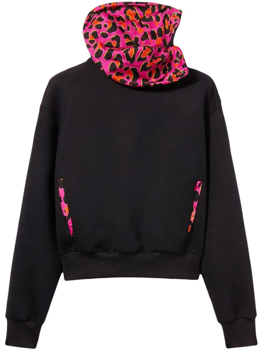contrast leopard-print sweatshirt