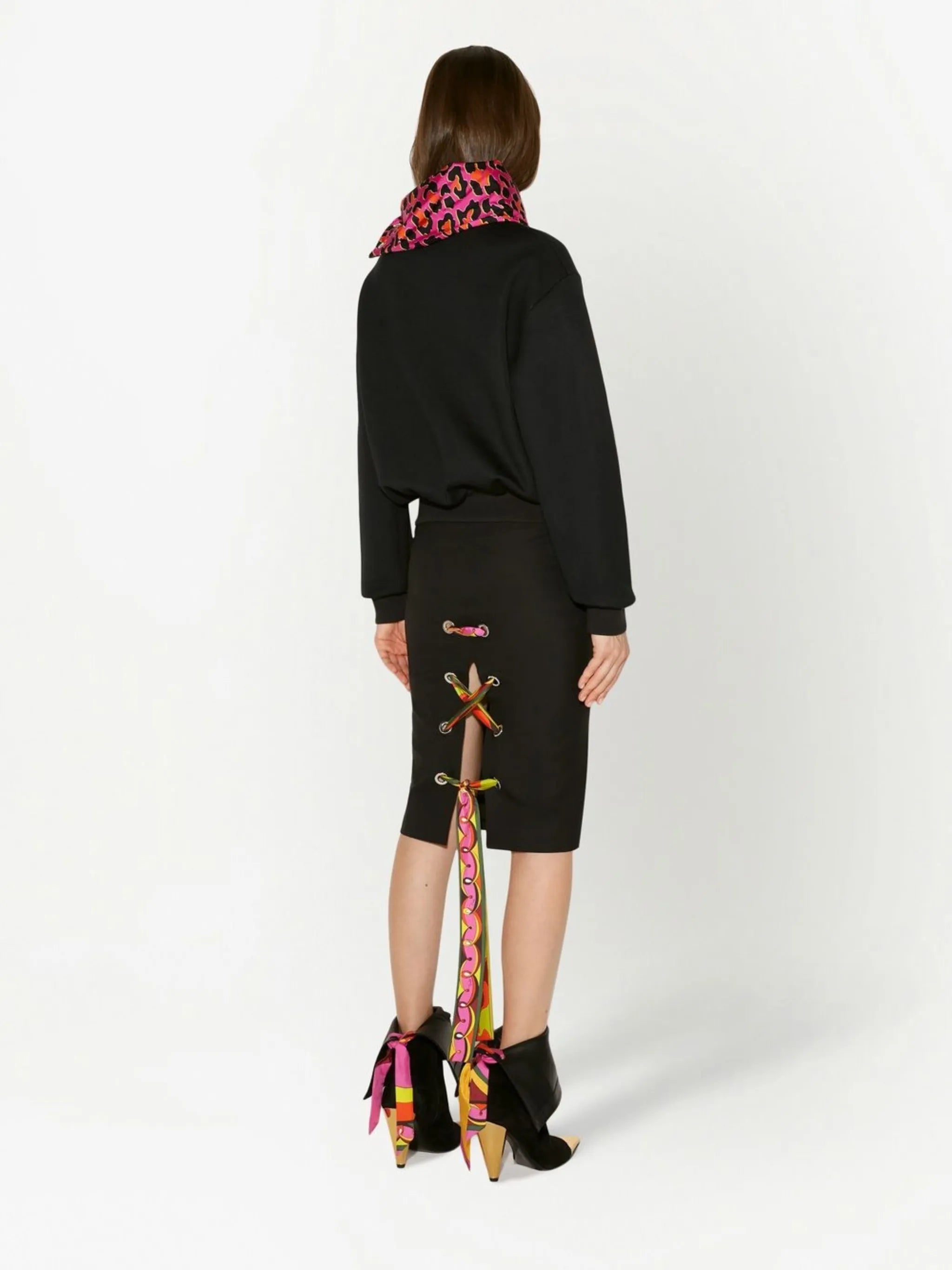 contrast leopard-print sweatshirt