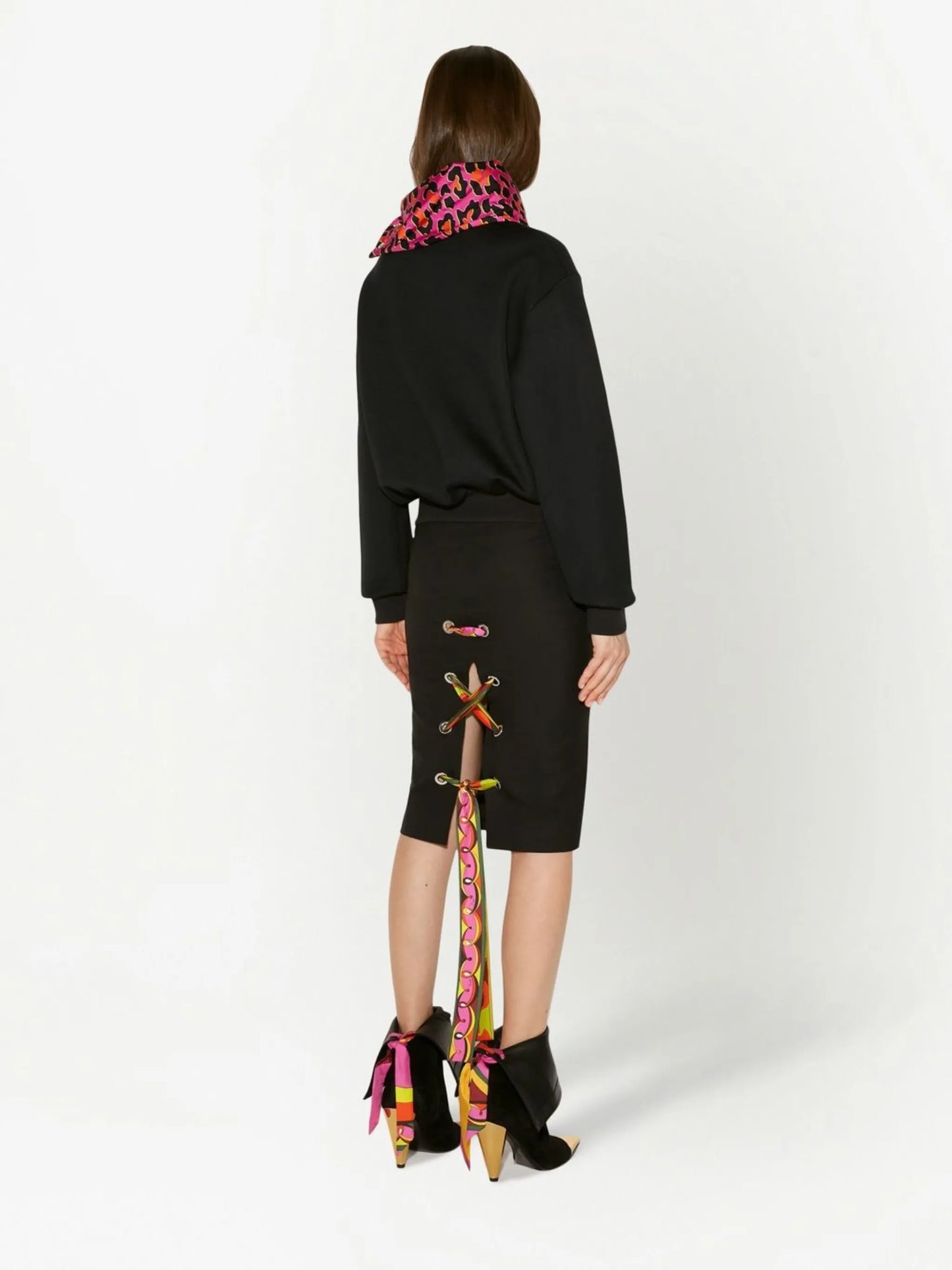 contrast leopard-print sweatshirt