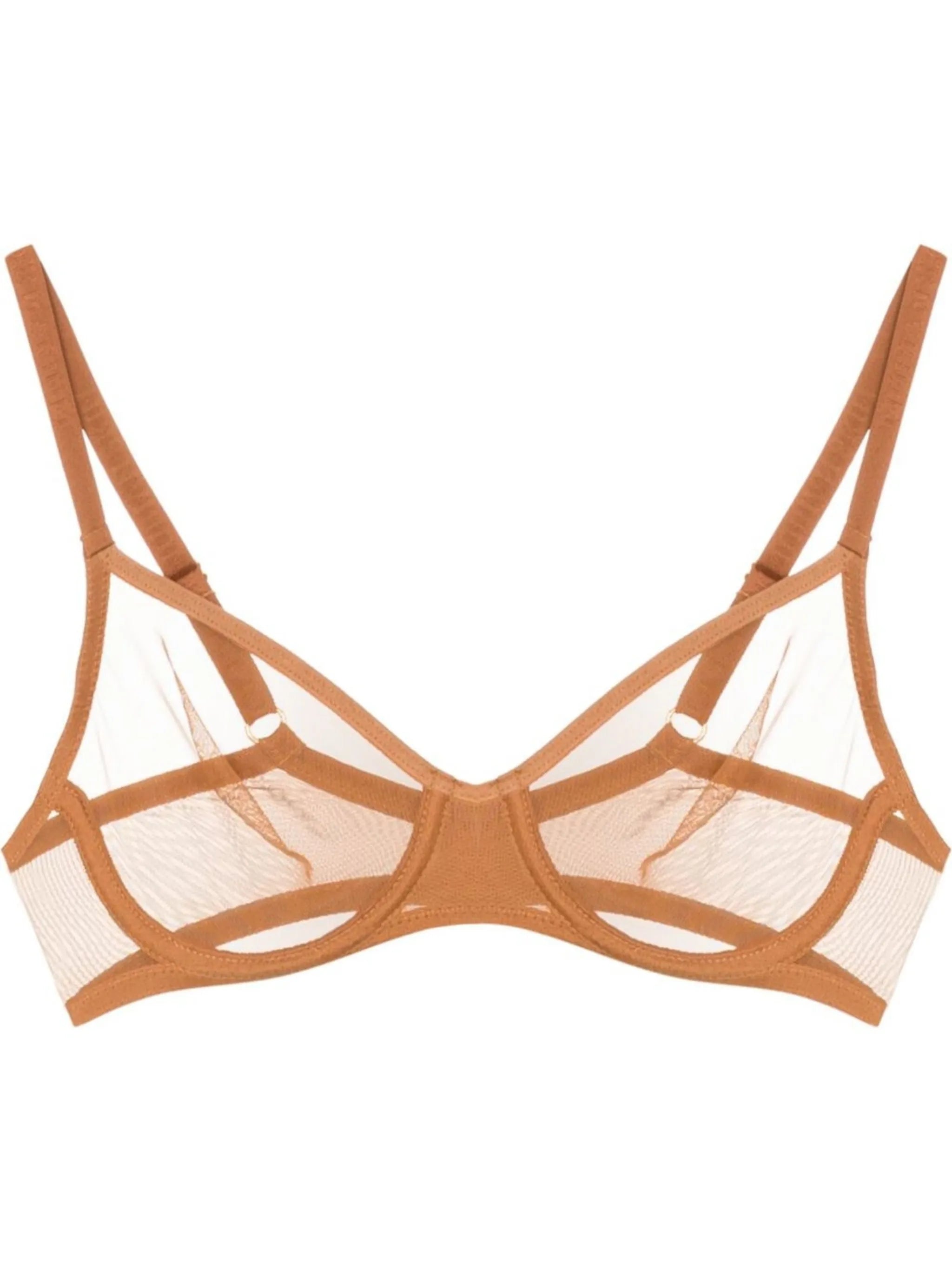 tulle-panel underwire-cup bra