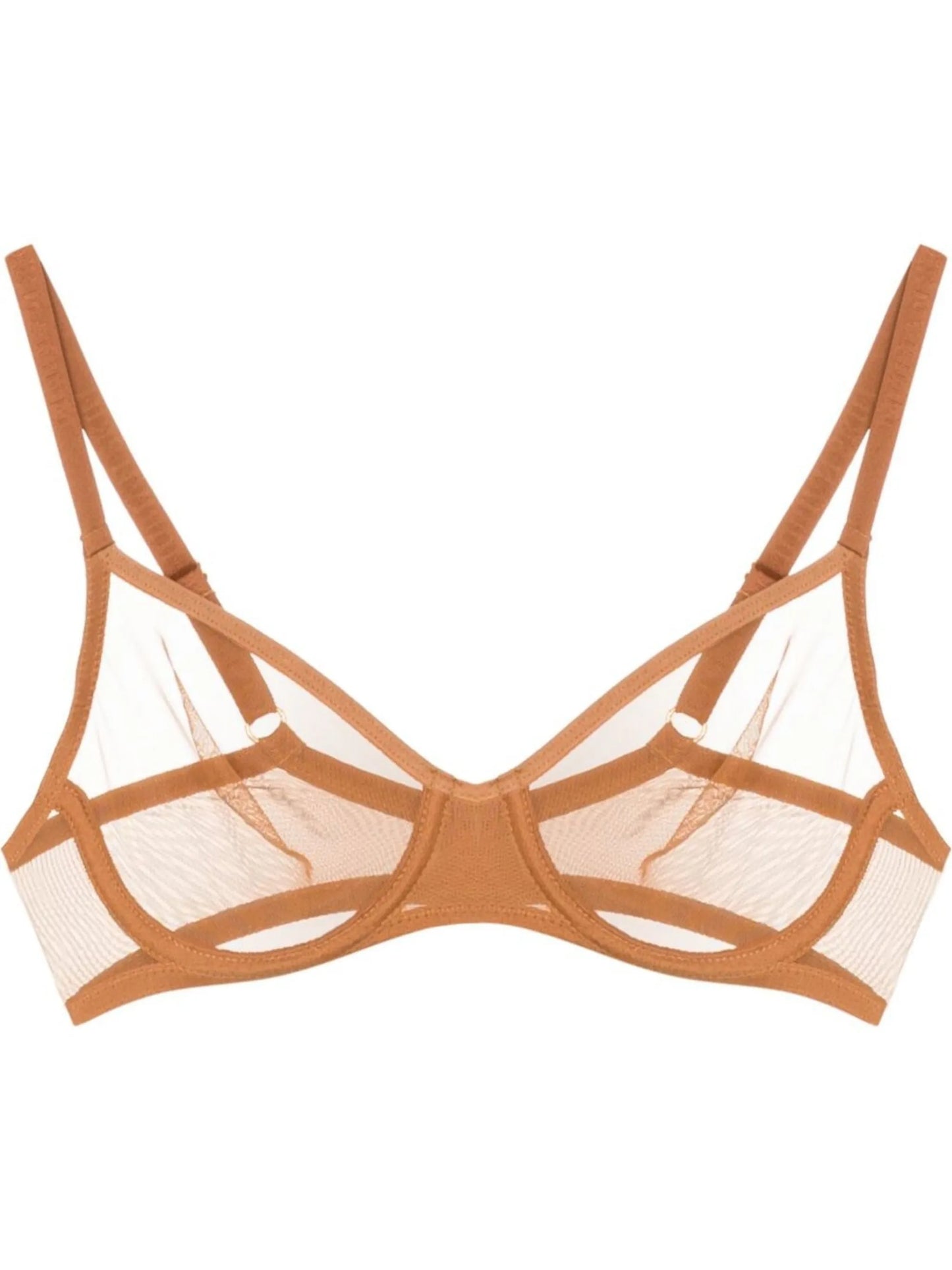 tulle-panel underwire-cup bra