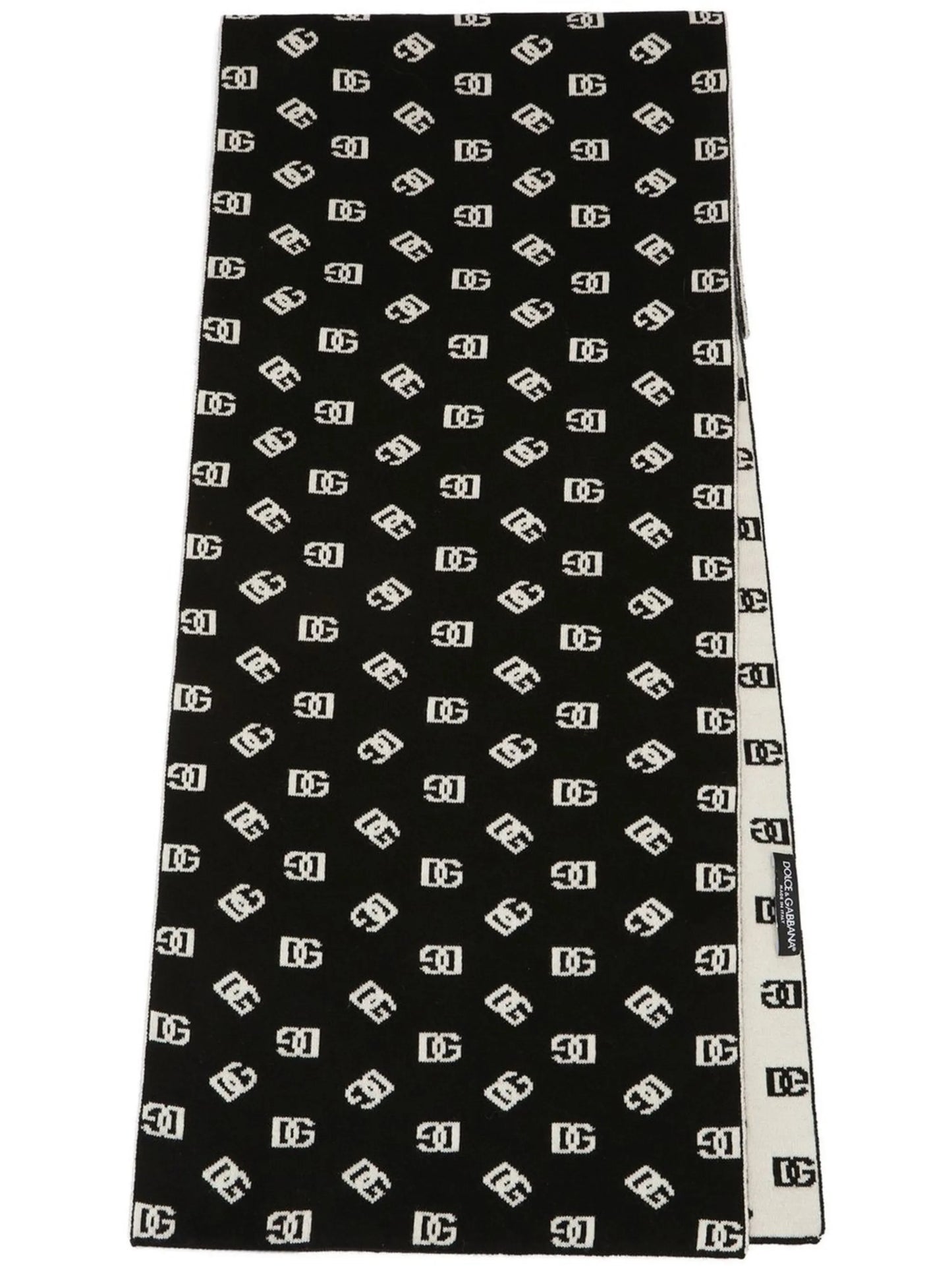 logo-jacquard wool-cashmere scarf