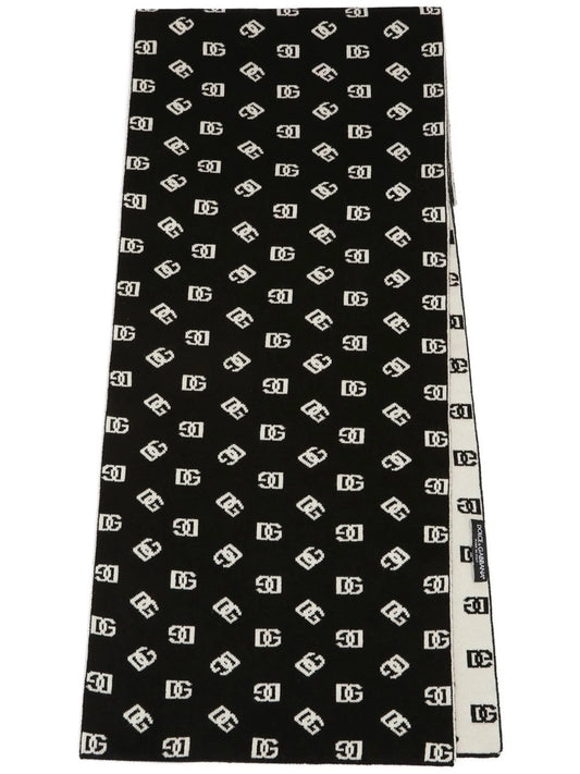 logo-jacquard wool-cashmere scarf