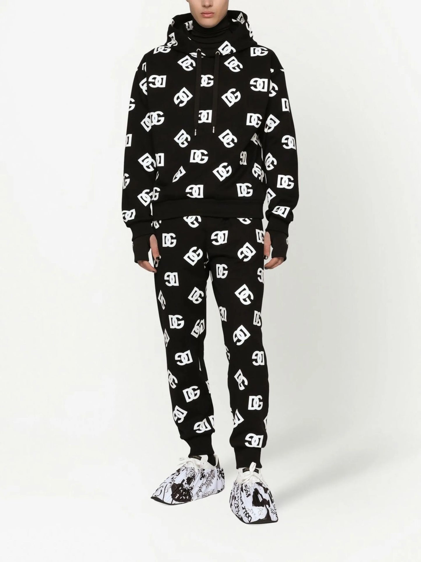 logo-print drawstring hoodie