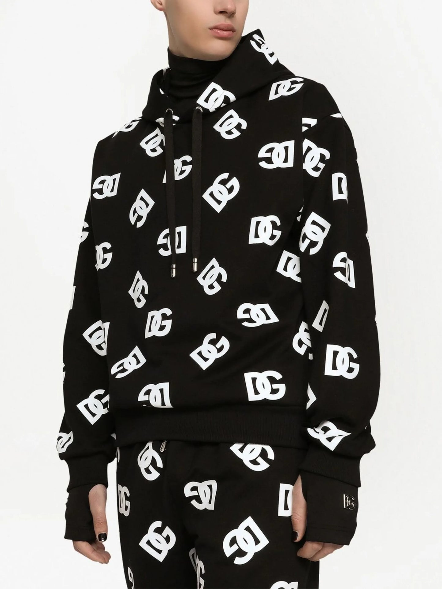logo-print drawstring hoodie