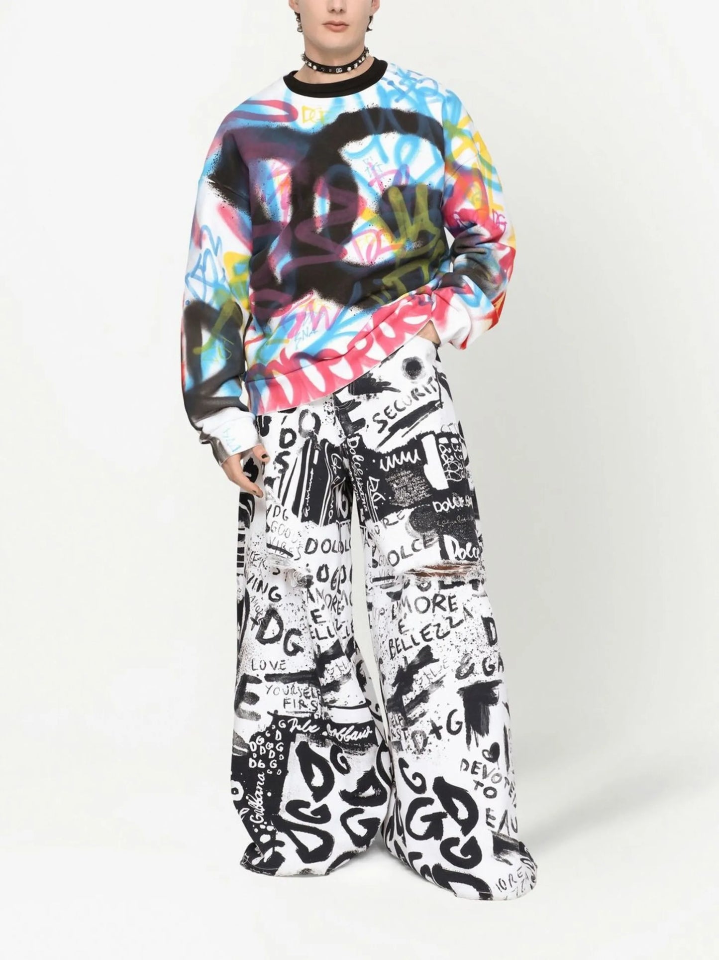 graffiti-print cotton sweatshirt