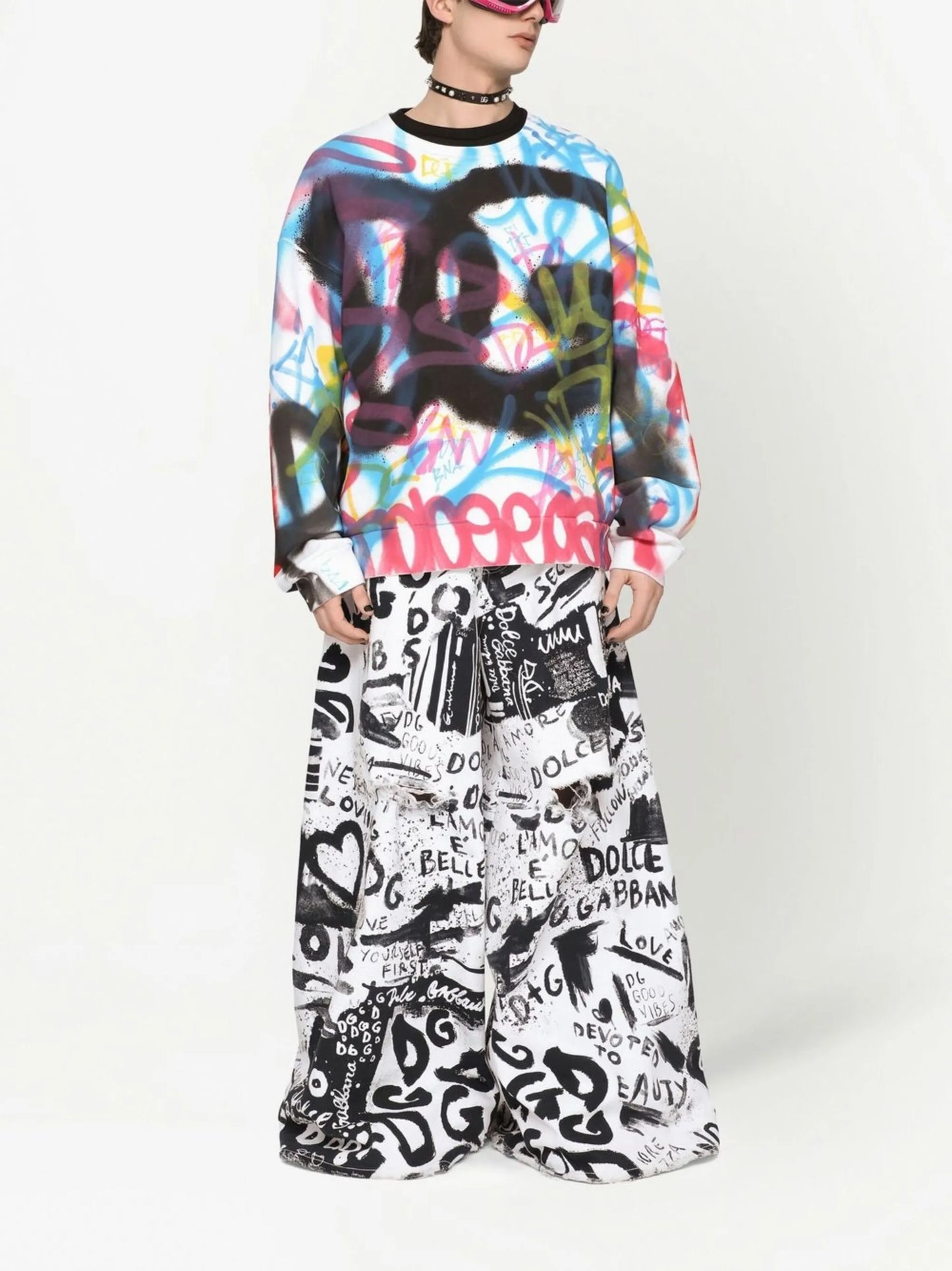 graffiti-print cotton sweatshirt