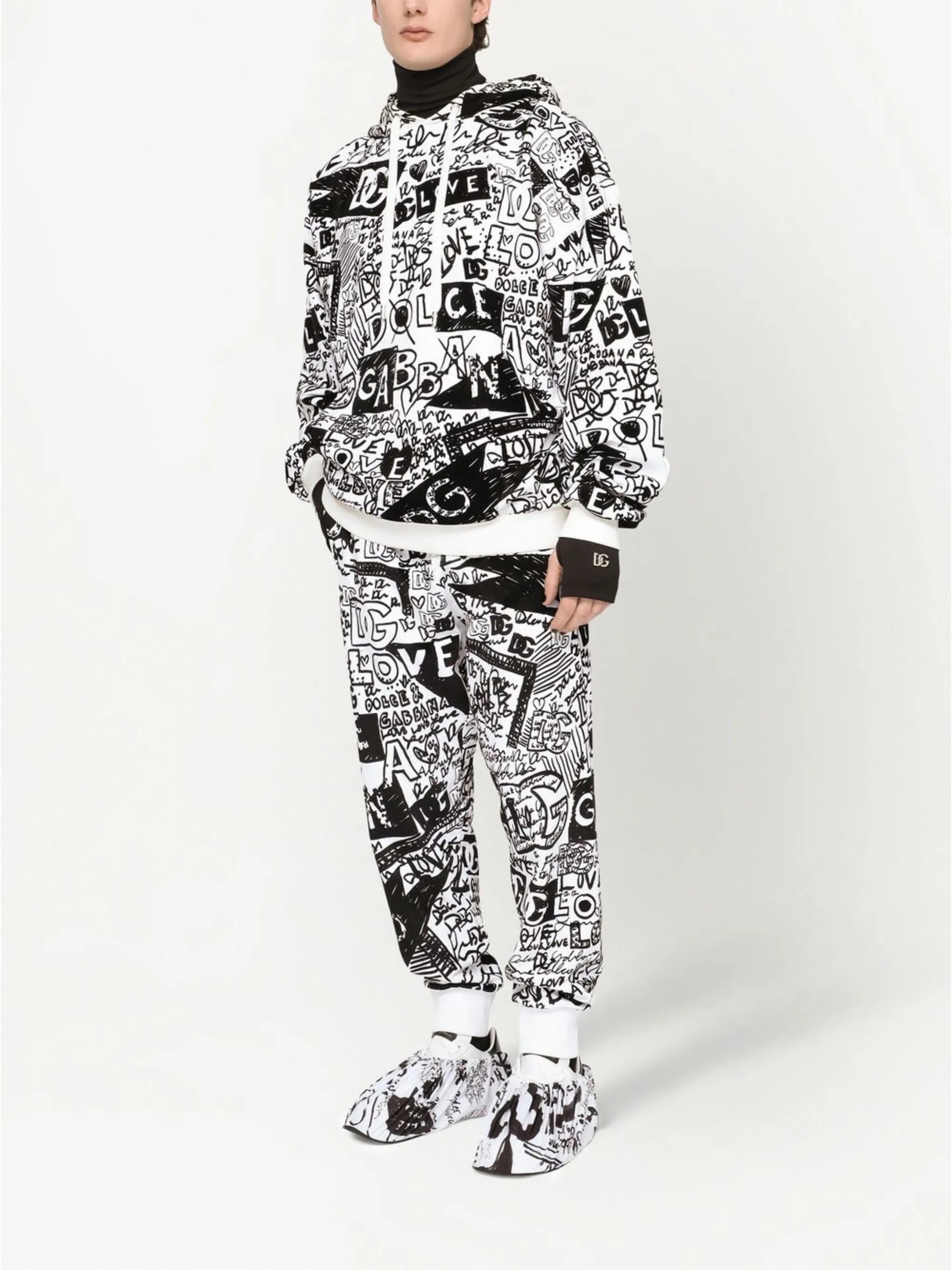 all-over logo-print cotton hoodie
