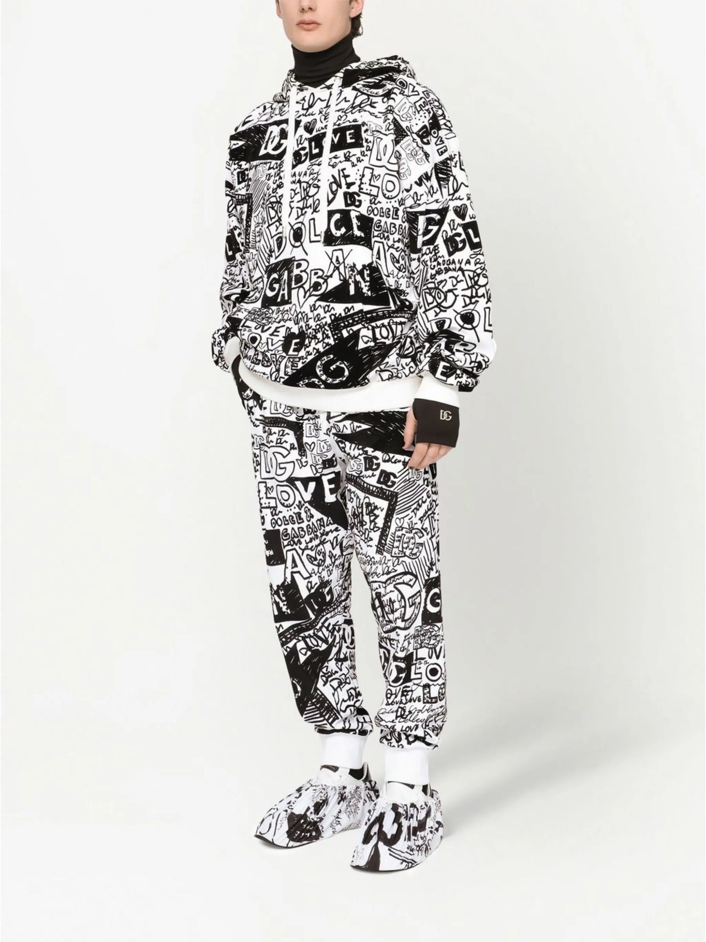 all-over logo-print cotton hoodie