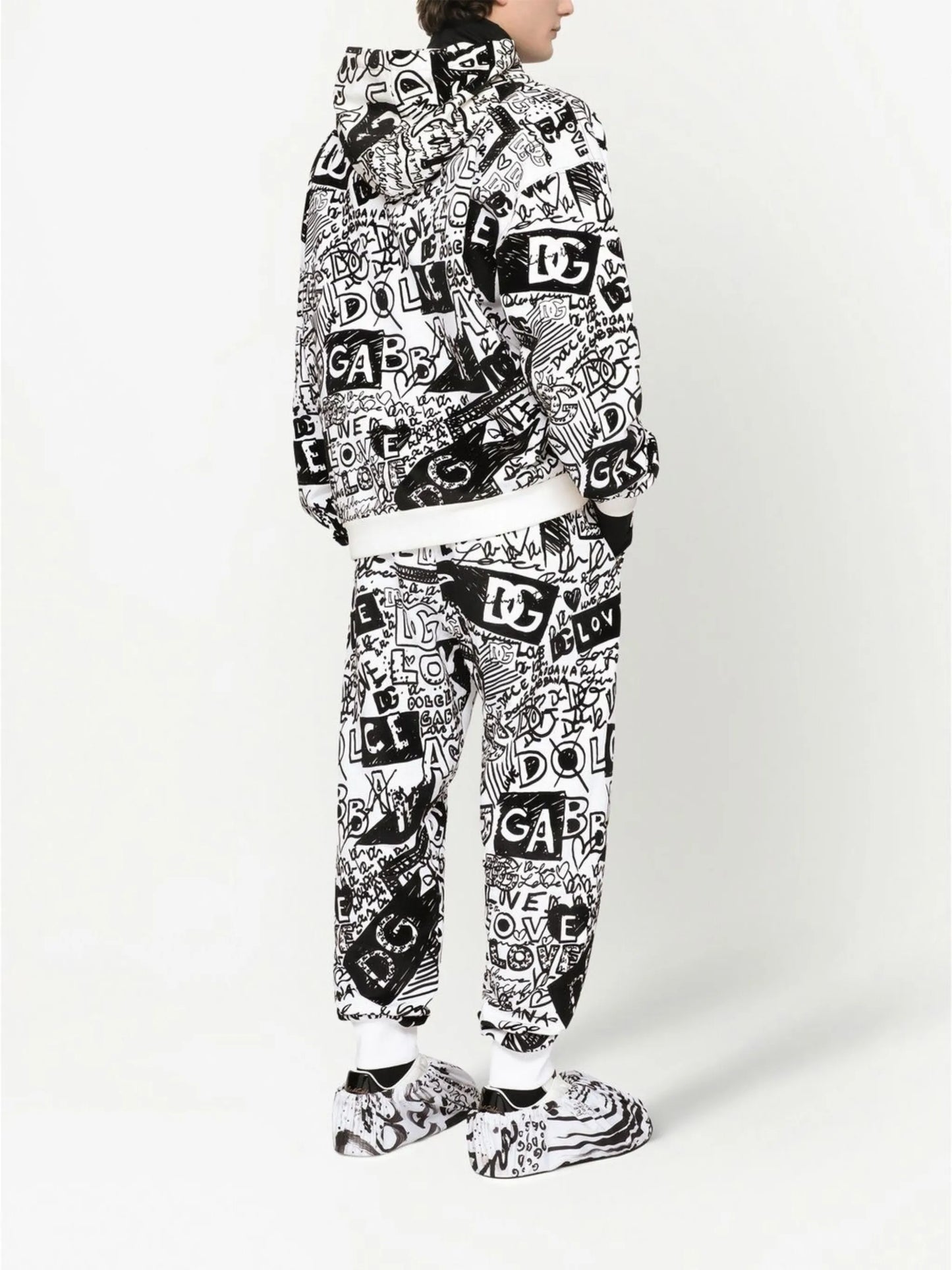 all-over logo-print cotton hoodie