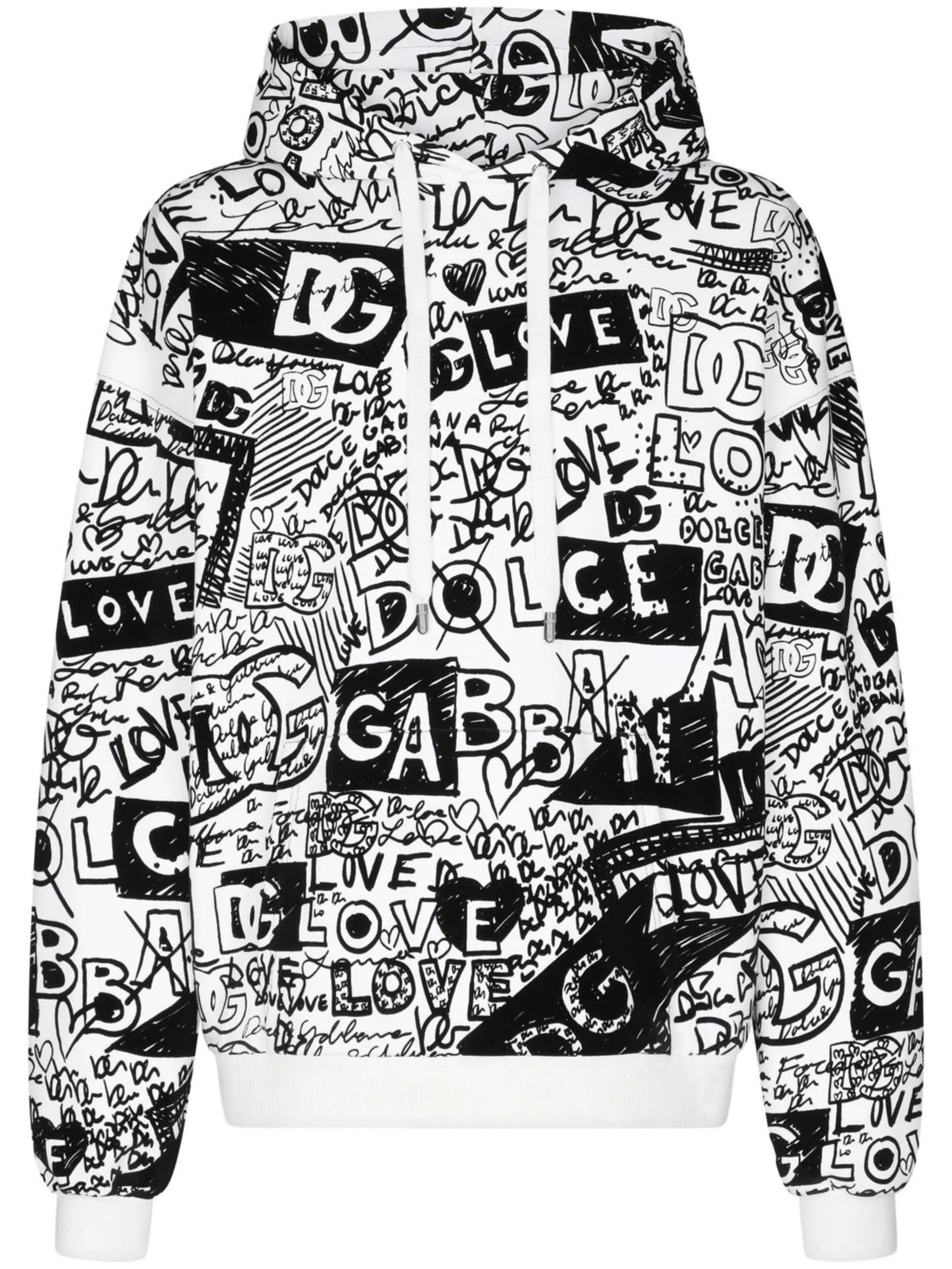 all-over logo-print cotton hoodie