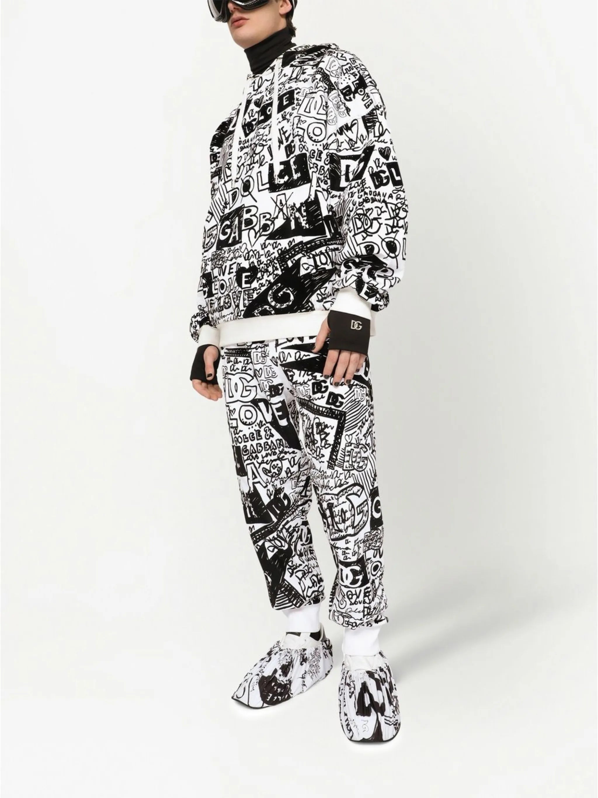 all-over logo-print cotton hoodie