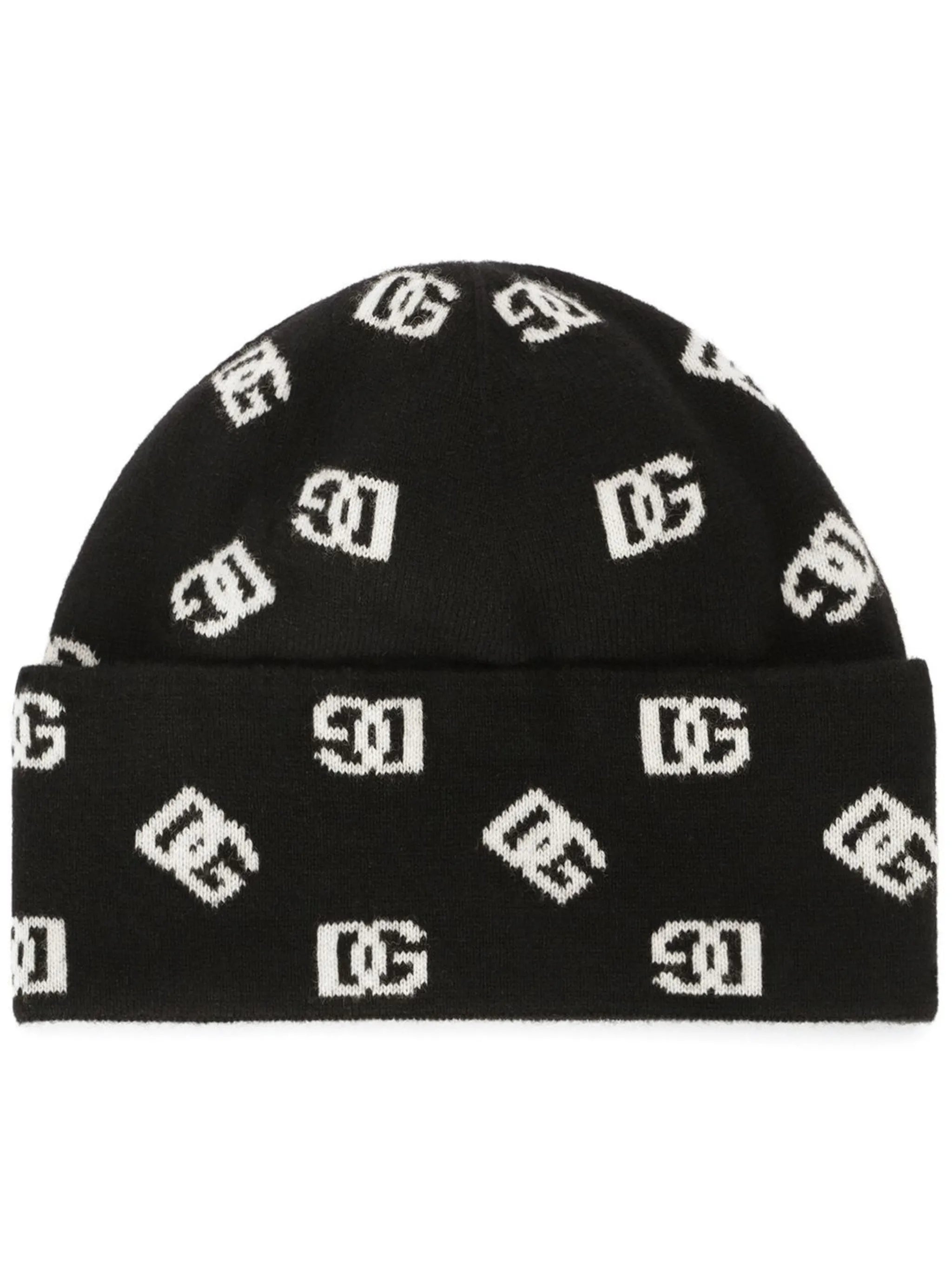 logo-jacquard wool-cashmere beanie
