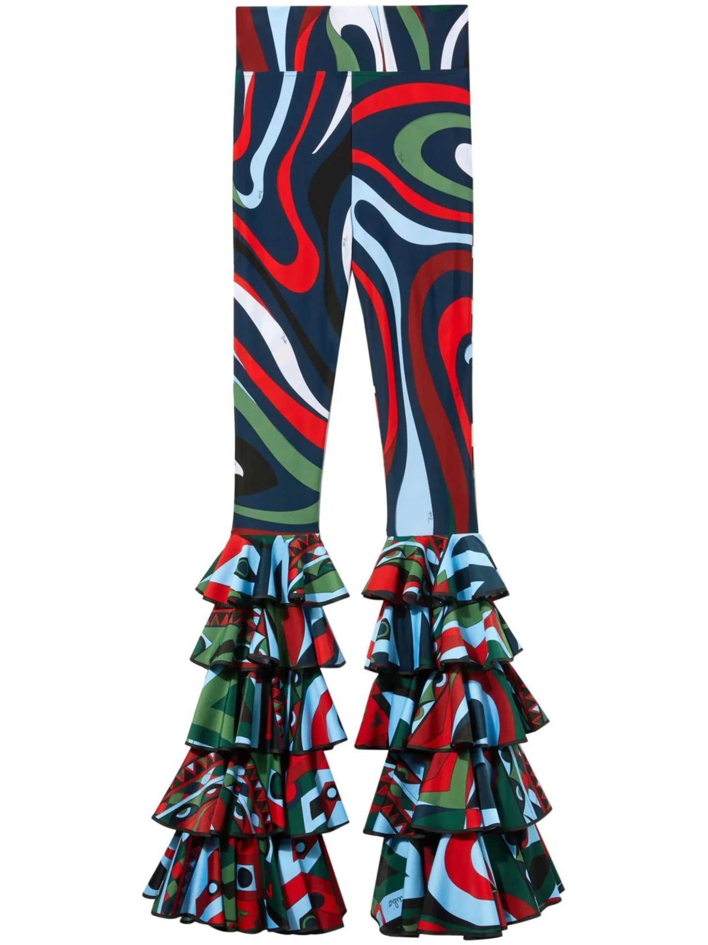 Marmo-print ruffle-detail leggings