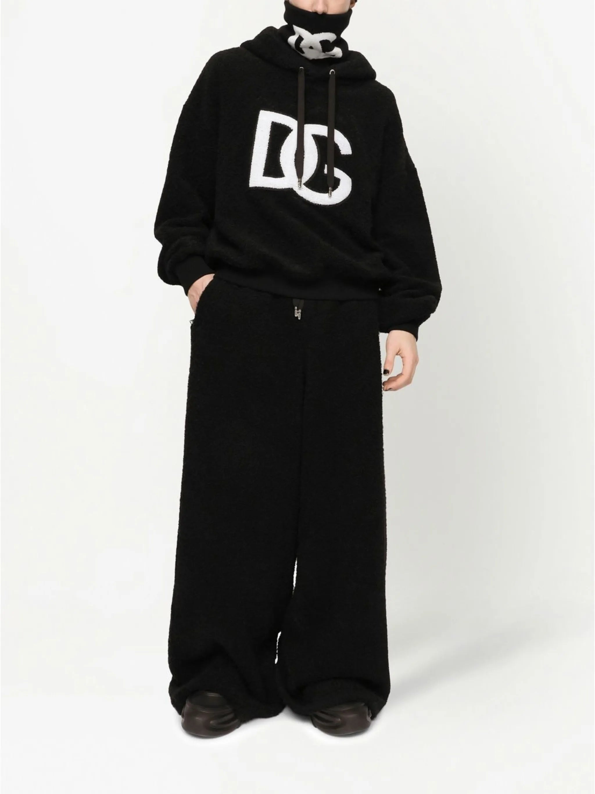 towelling logo-patch hoodie