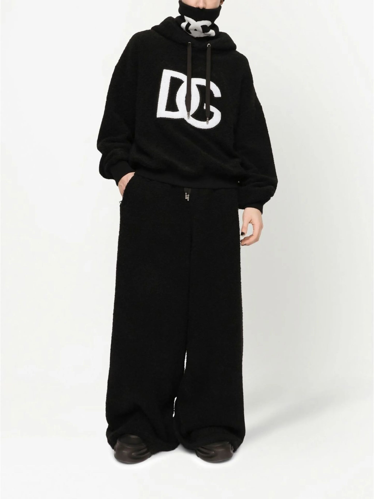 towelling logo-patch hoodie