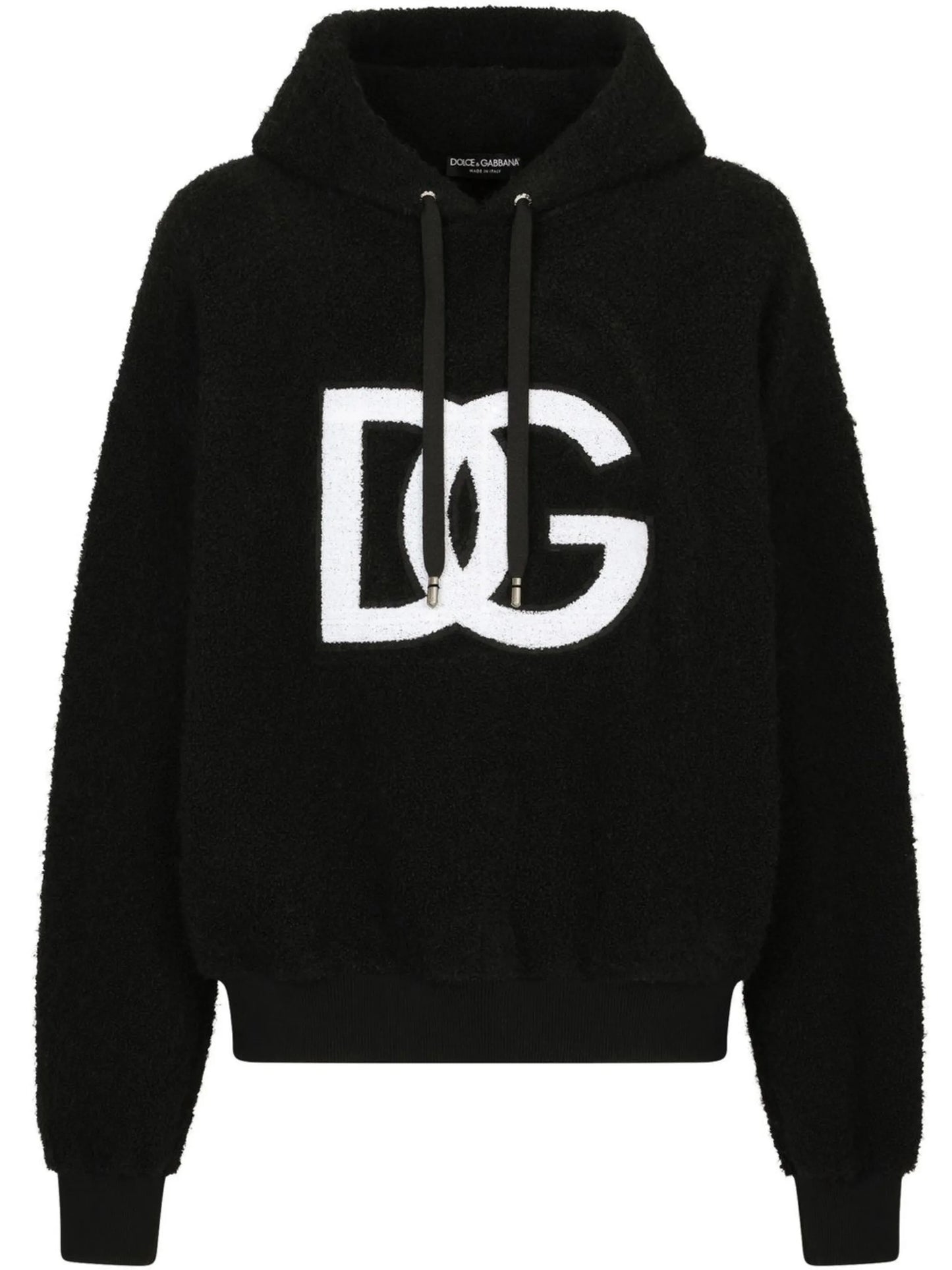 towelling logo-patch hoodie
