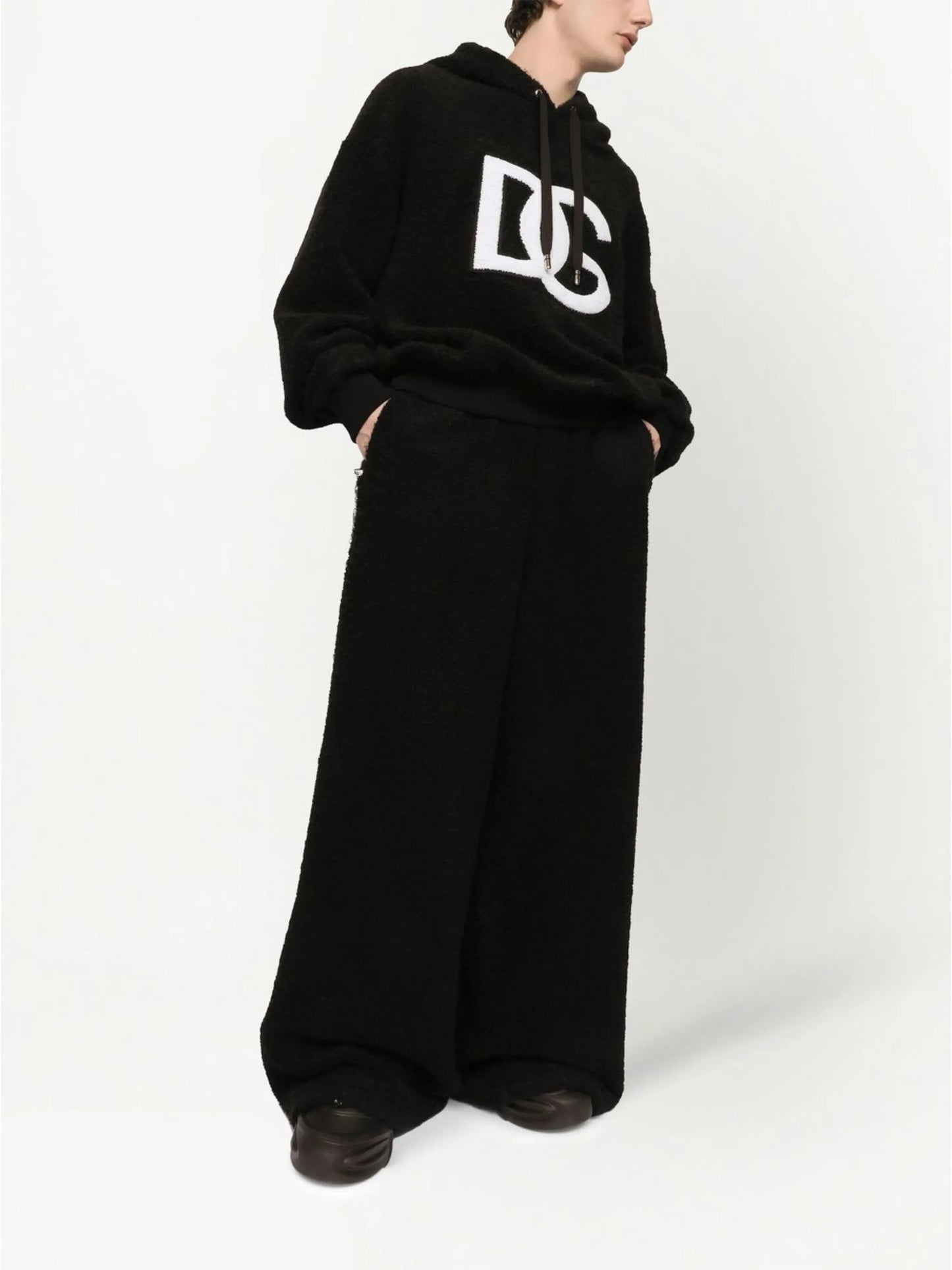 towelling logo-patch hoodie