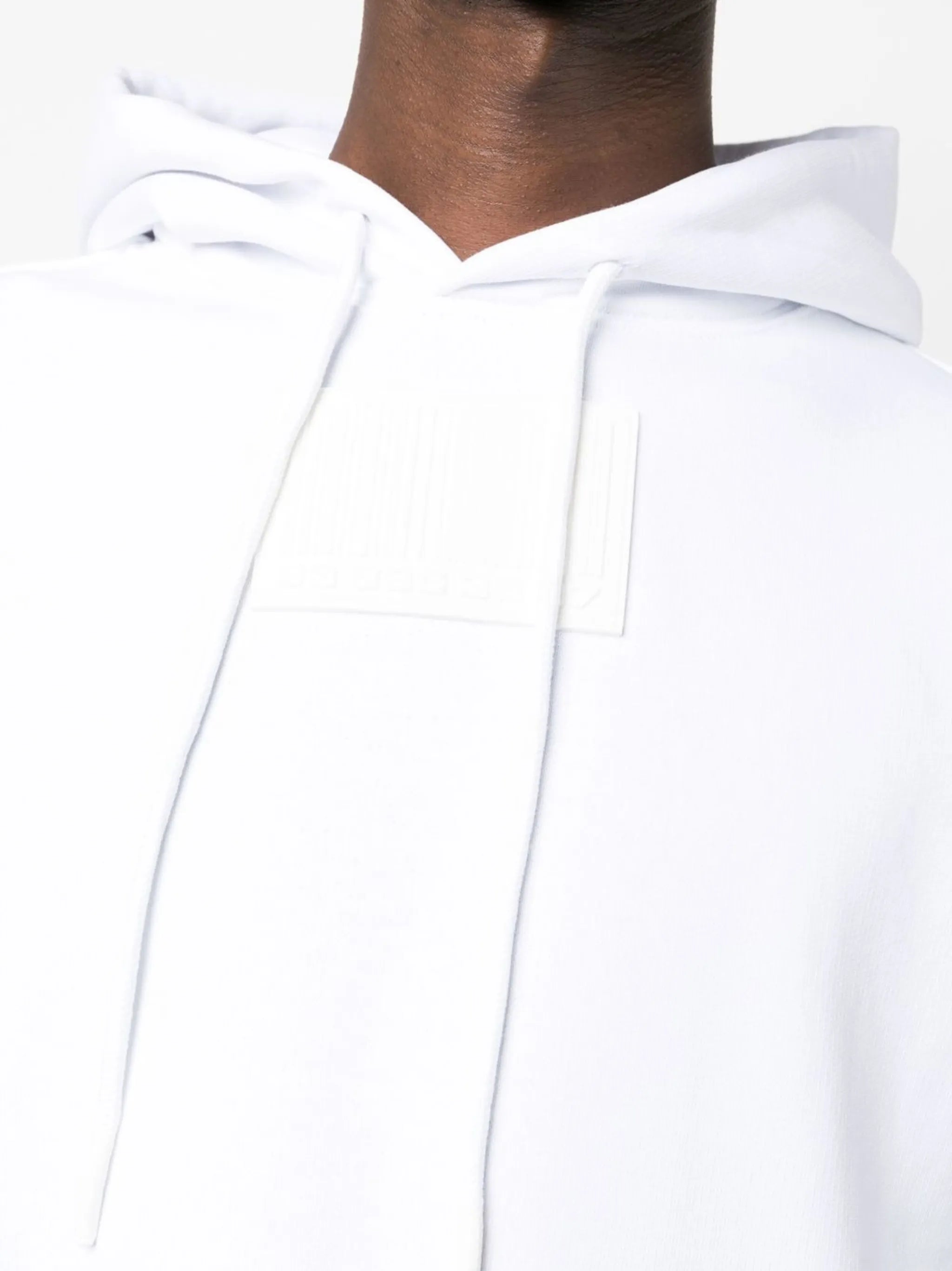 barcode-patch drawstring hoodie