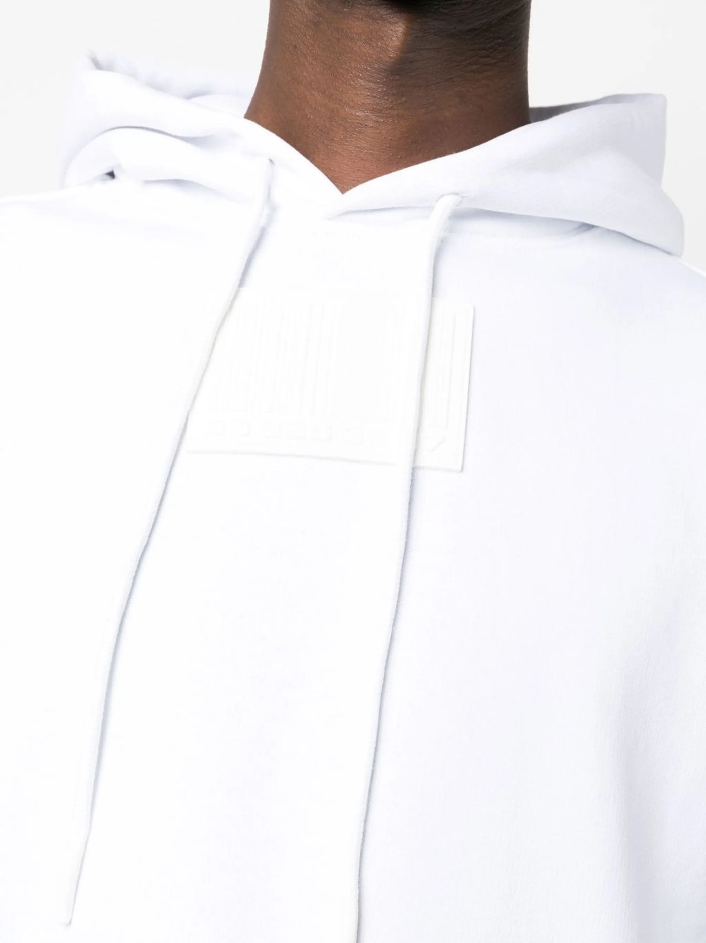 barcode-patch drawstring hoodie