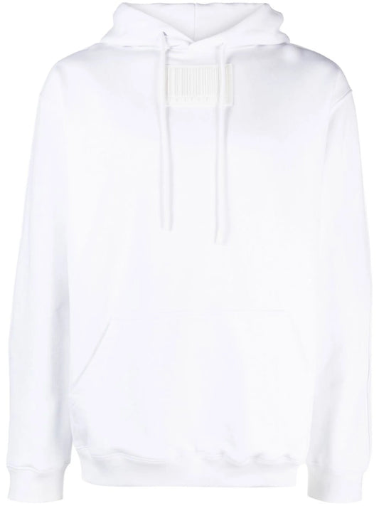 barcode-patch drawstring hoodie