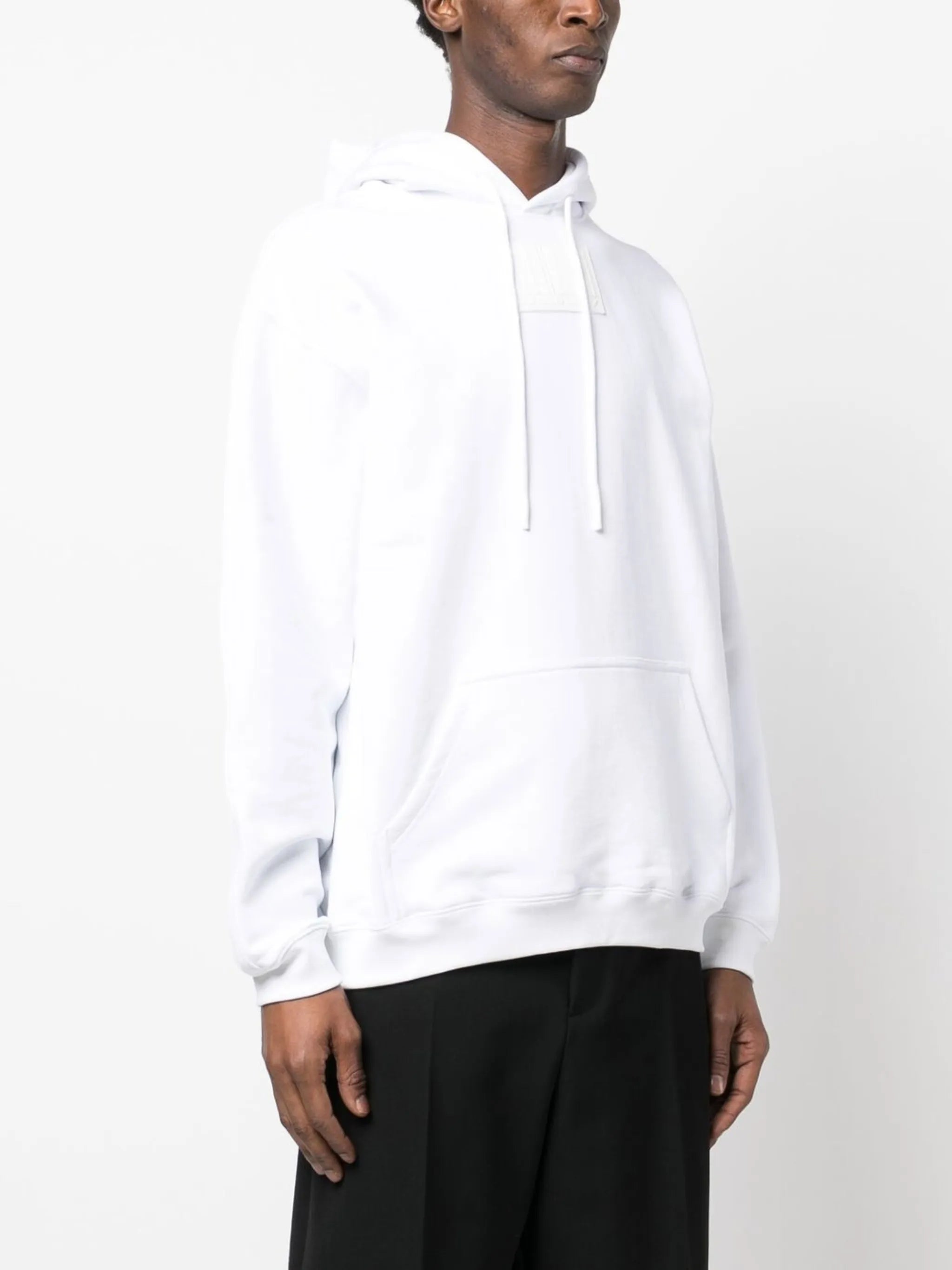 barcode-patch drawstring hoodie