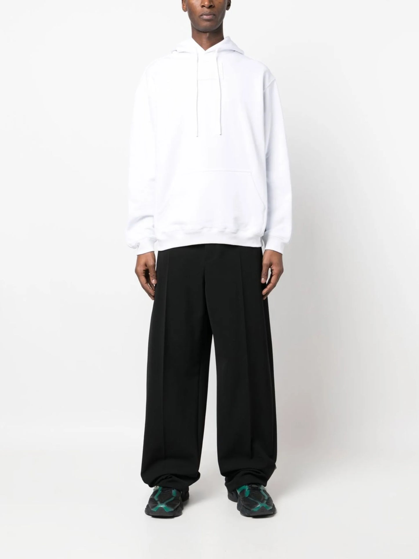 barcode-patch drawstring hoodie