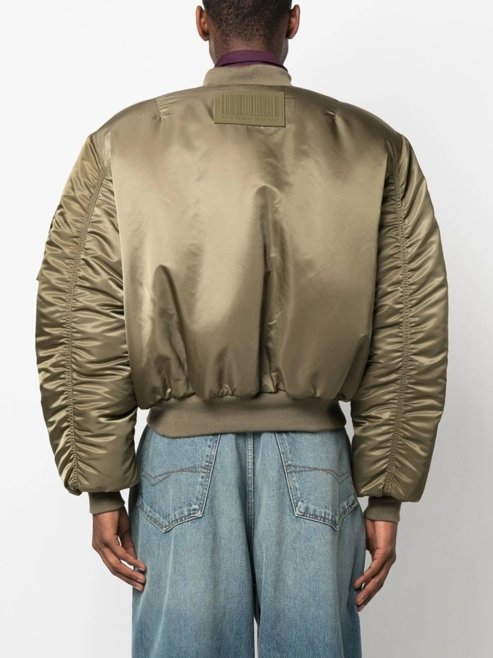 satin baseball-collar bomber jacket