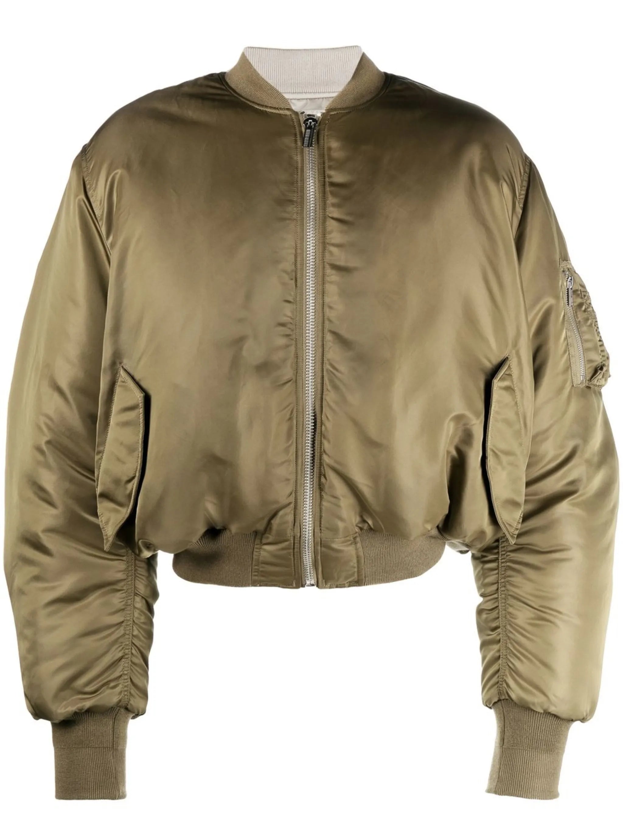 satin baseball-collar bomber jacket