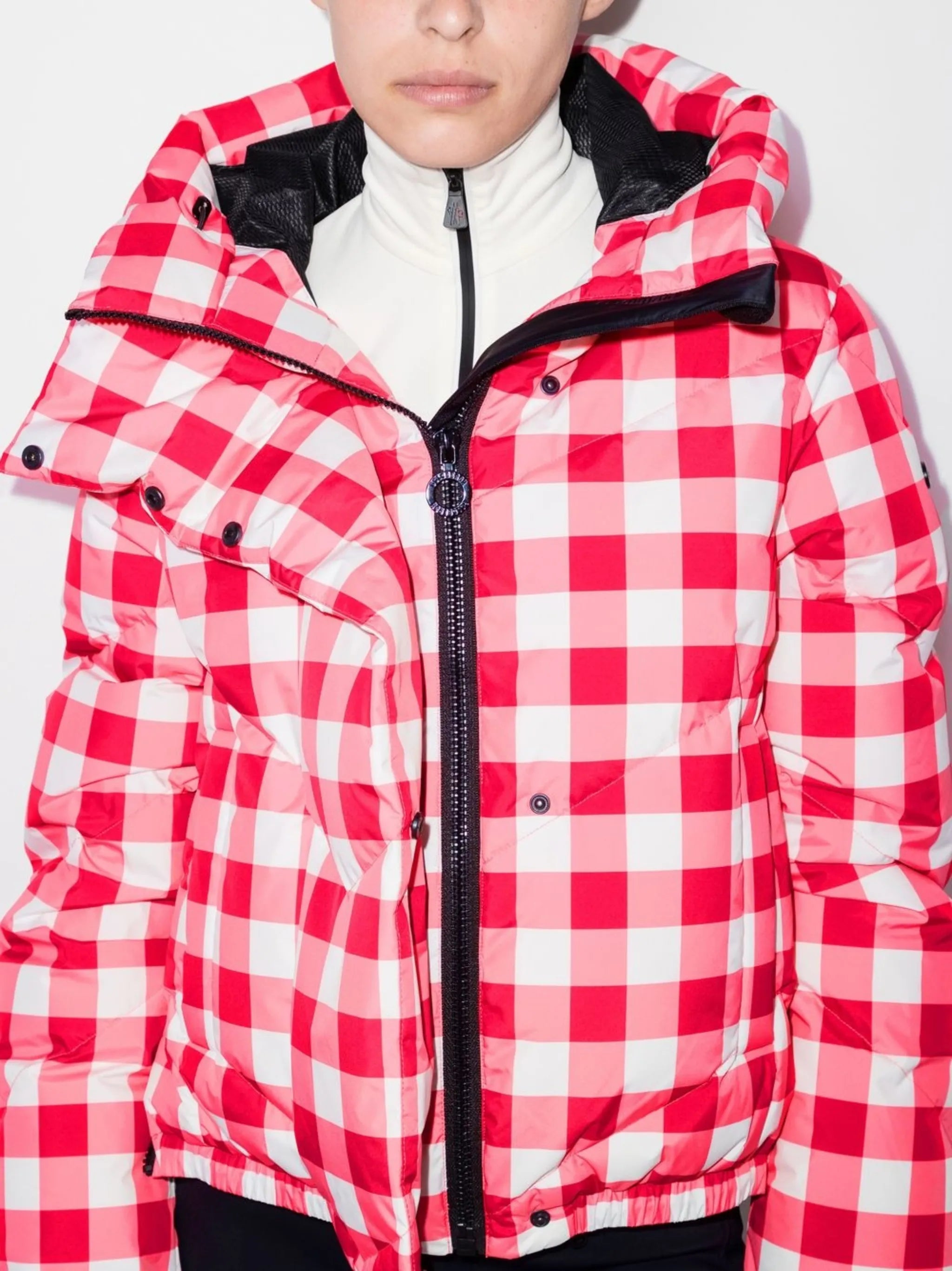 Bardot gingham-check ski jacket