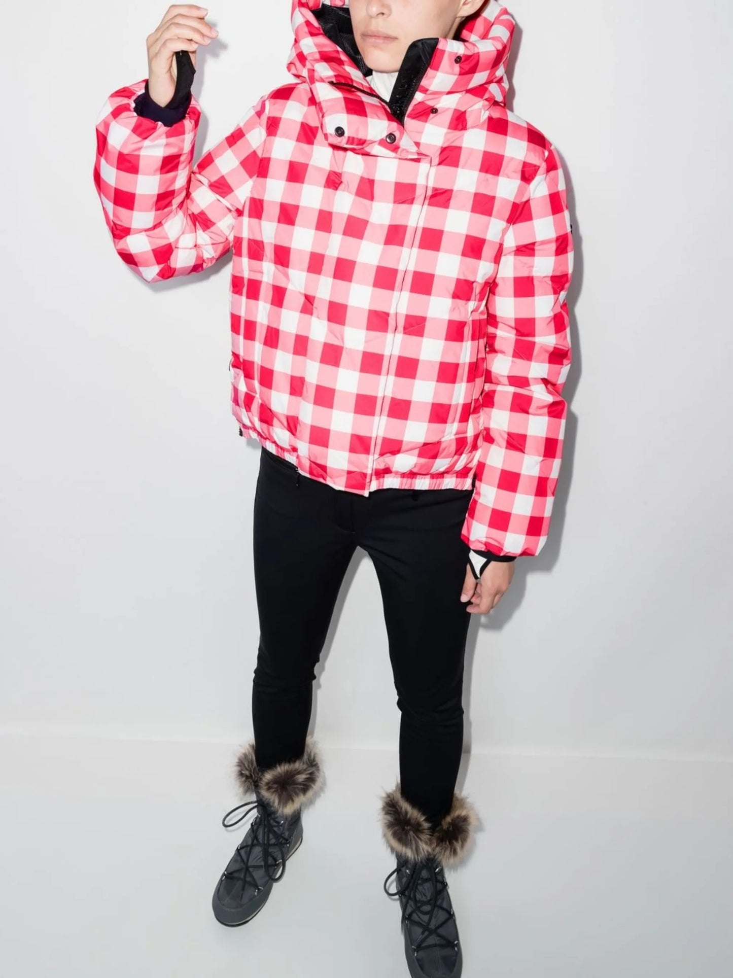 Bardot gingham-check ski jacket