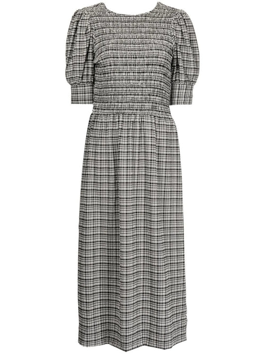 check-pattern maxi dress